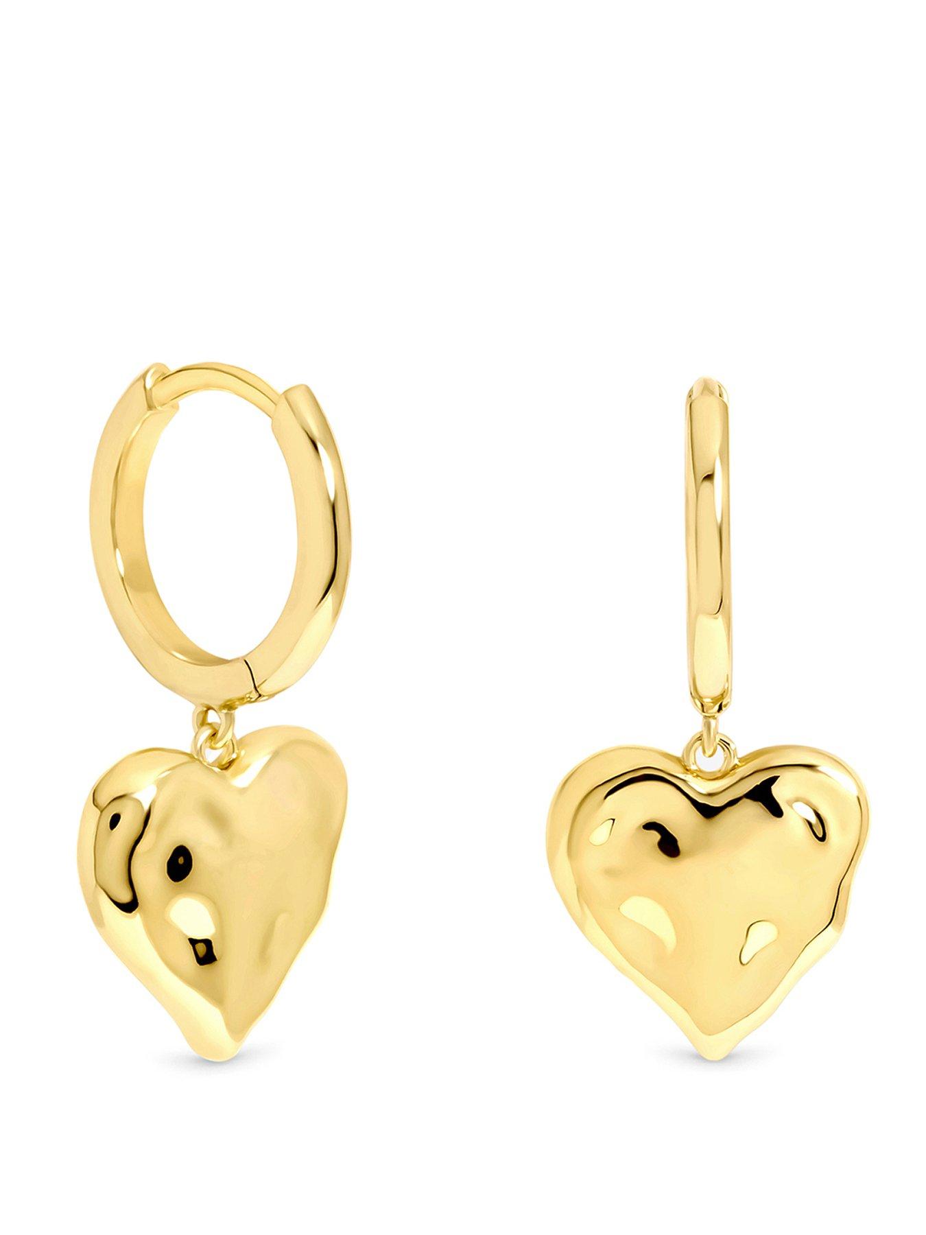Image 1 of 3 of Inicio Gold Molten Heart Huggie Charm Earrings