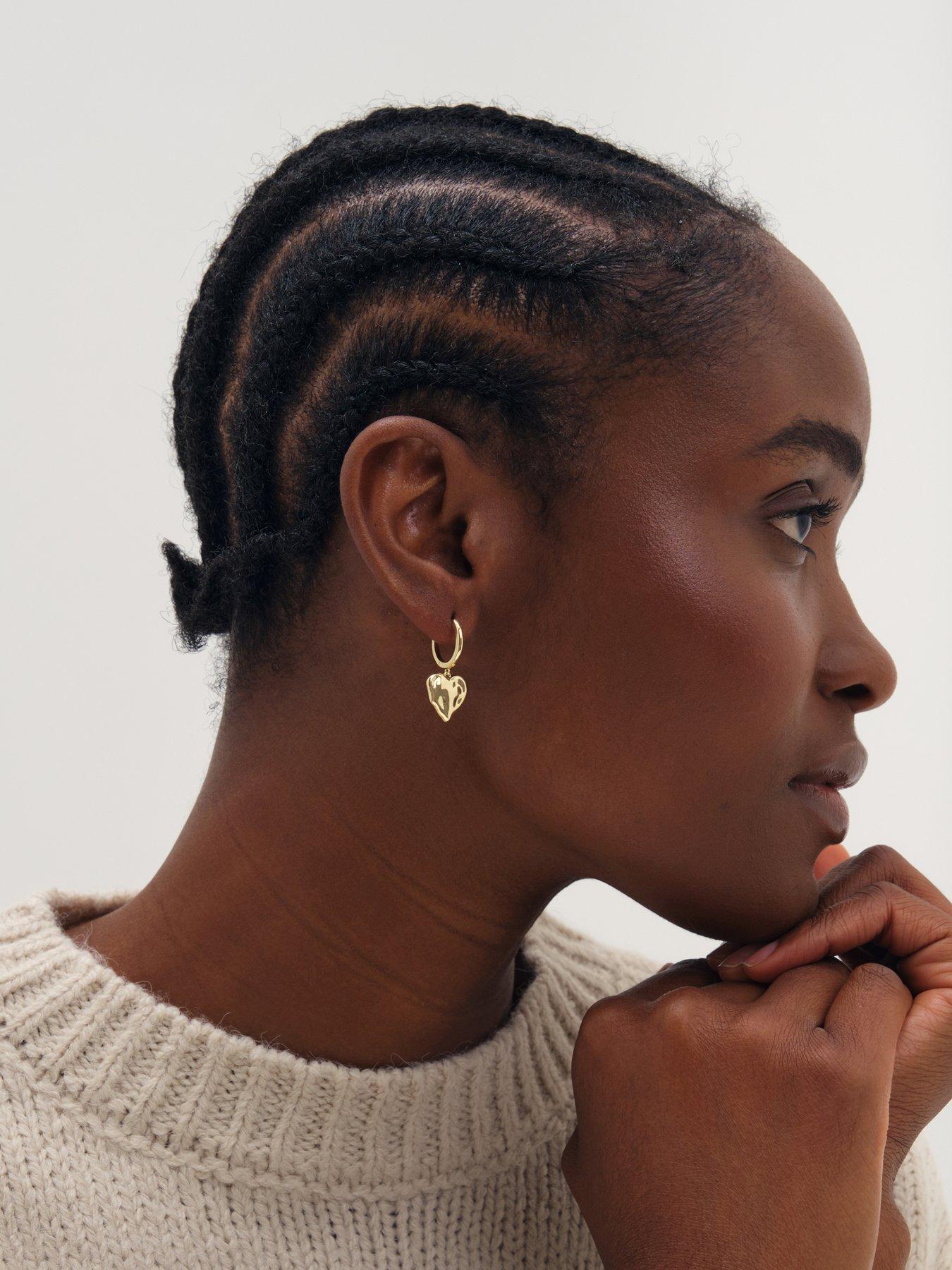Image 3 of 3 of Inicio Gold Molten Heart Huggie Charm Earrings