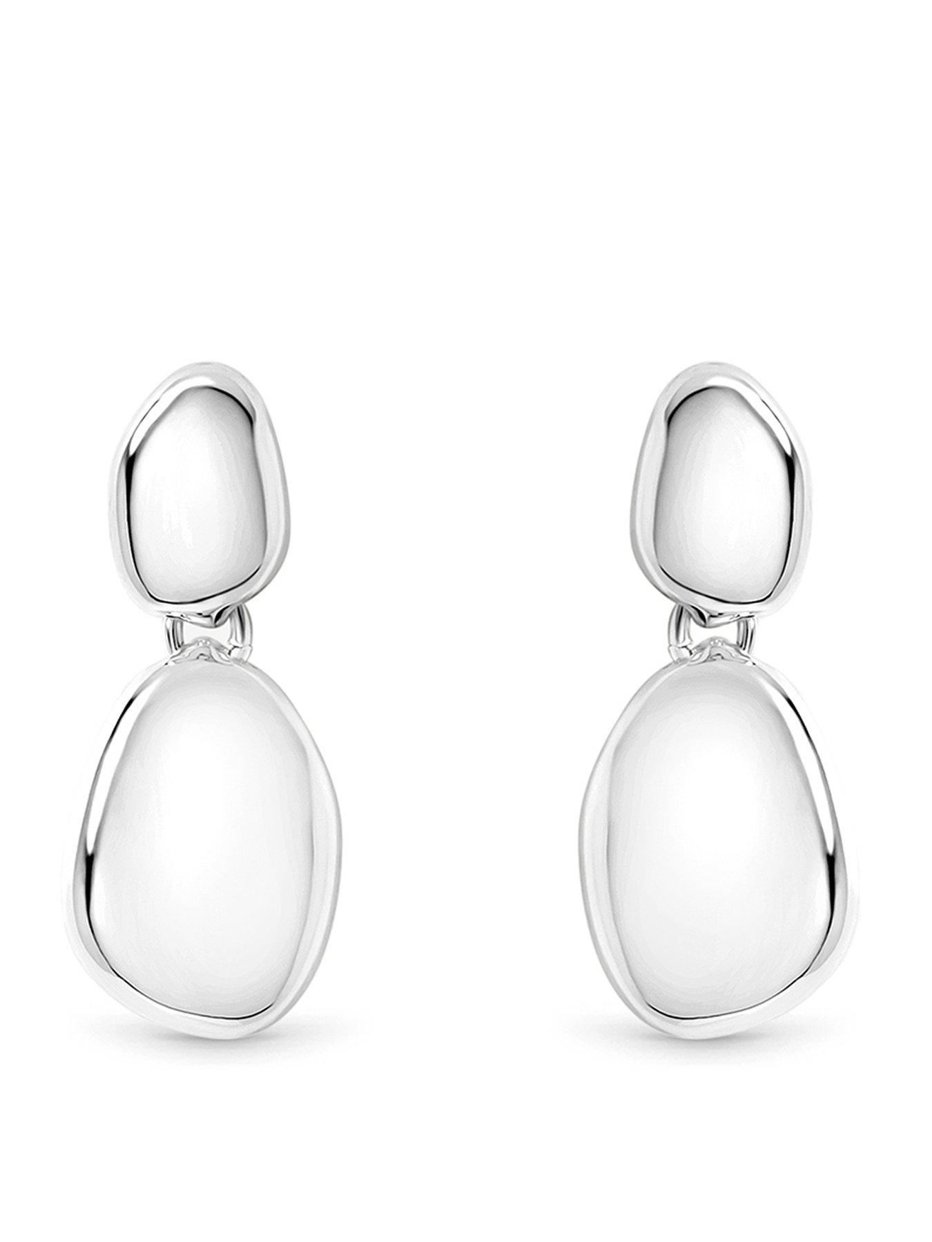Image 1 of 3 of Inicio Silver Pebble Drop Earrings