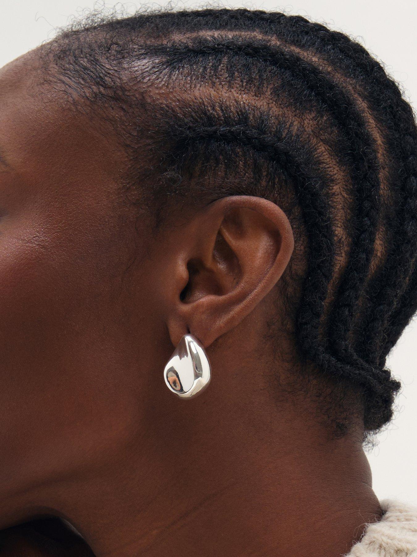 Image 2 of 3 of Inicio Silver Large Thumbprint Earrings