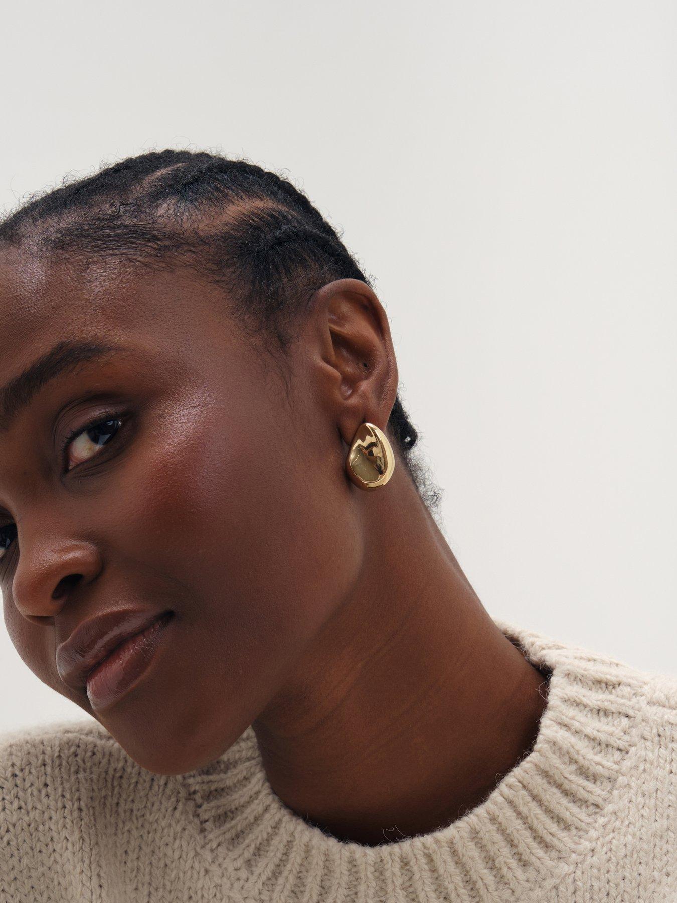 Image 3 of 3 of Inicio Gold Large Thumbprint Earrings