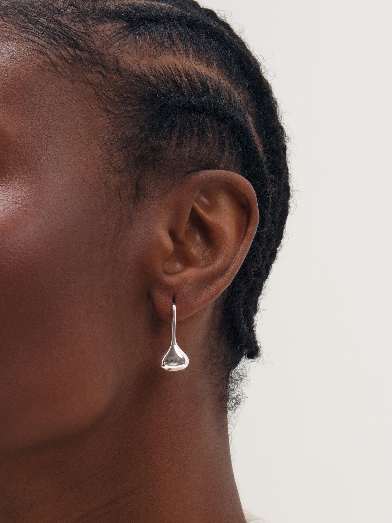 Image 2 of 3 of Inicio Silver Fluid Teardrop Earrings