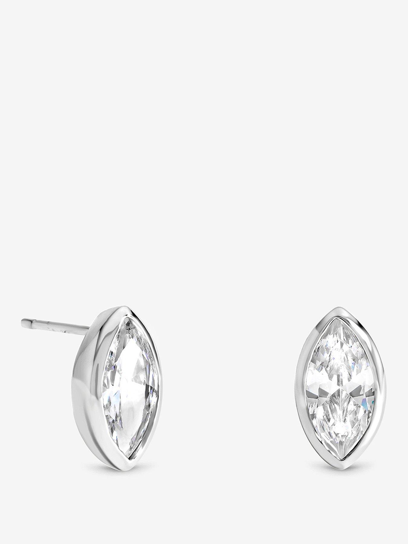 Image 1 of 3 of Inicio Silver Navette Bezel Studs