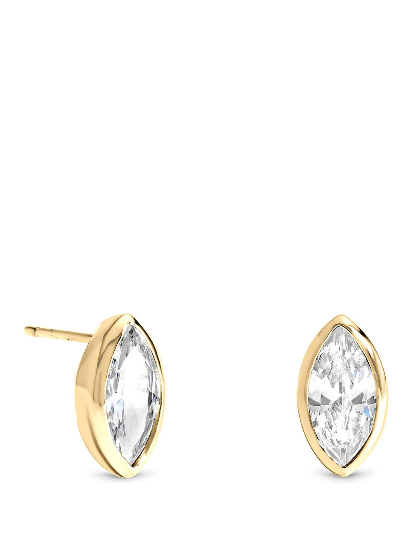 Image 1 of 3 of Inicio Gold Navette Bezel Studs