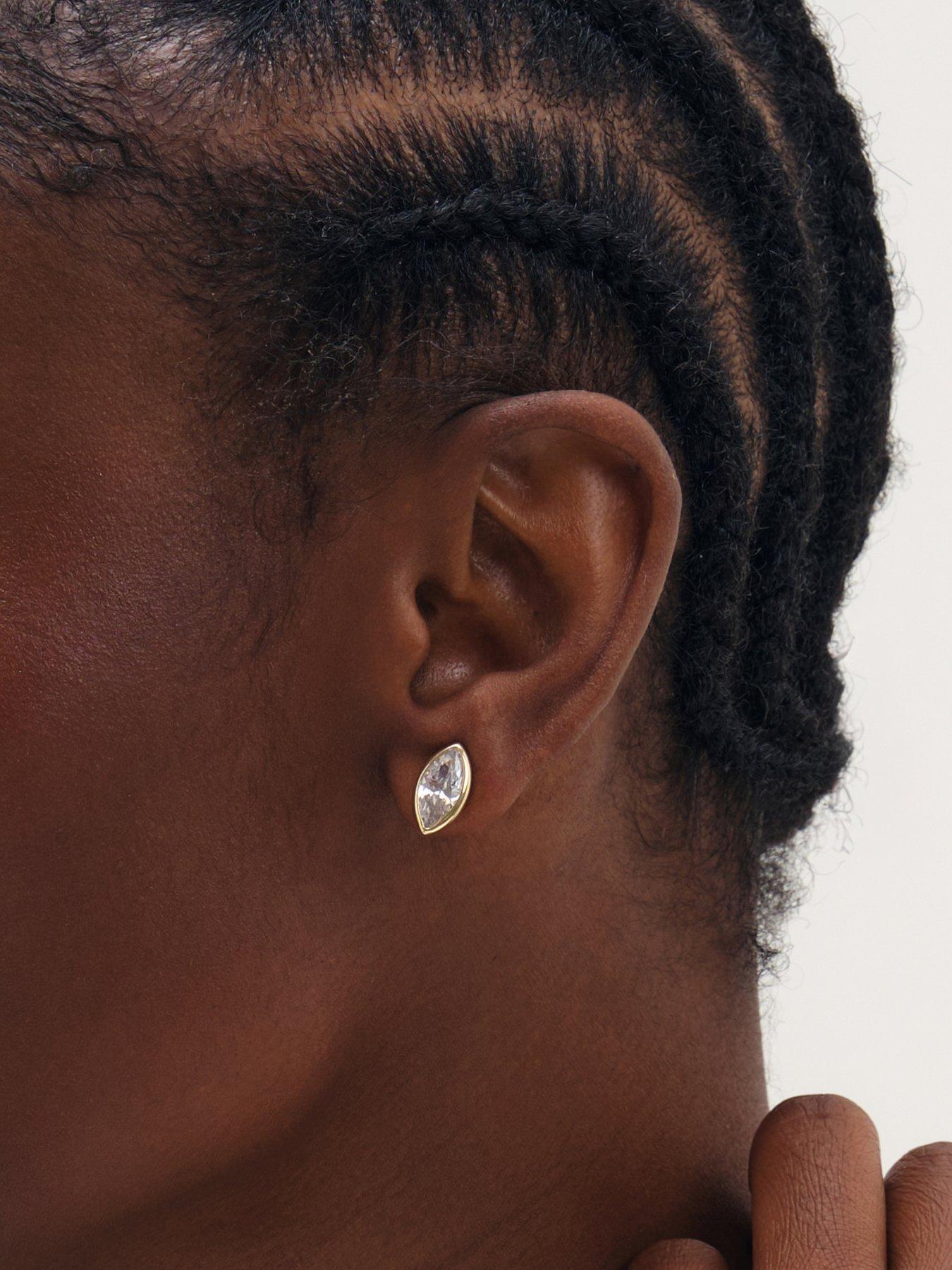 Image 2 of 3 of Inicio Gold Navette Bezel Studs