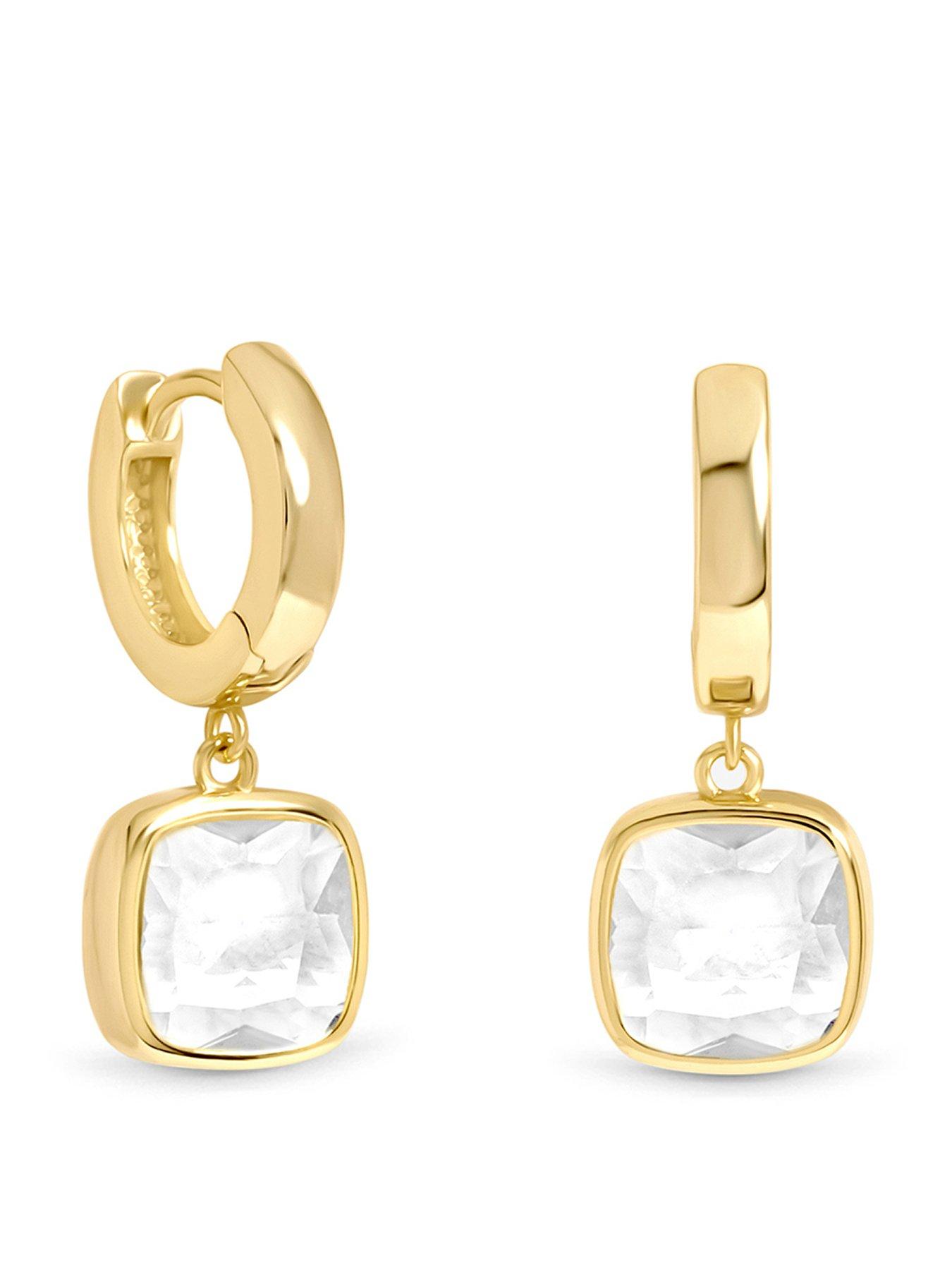 Image 1 of 3 of Inicio Gold Cushion Bezel Charm Hoops
