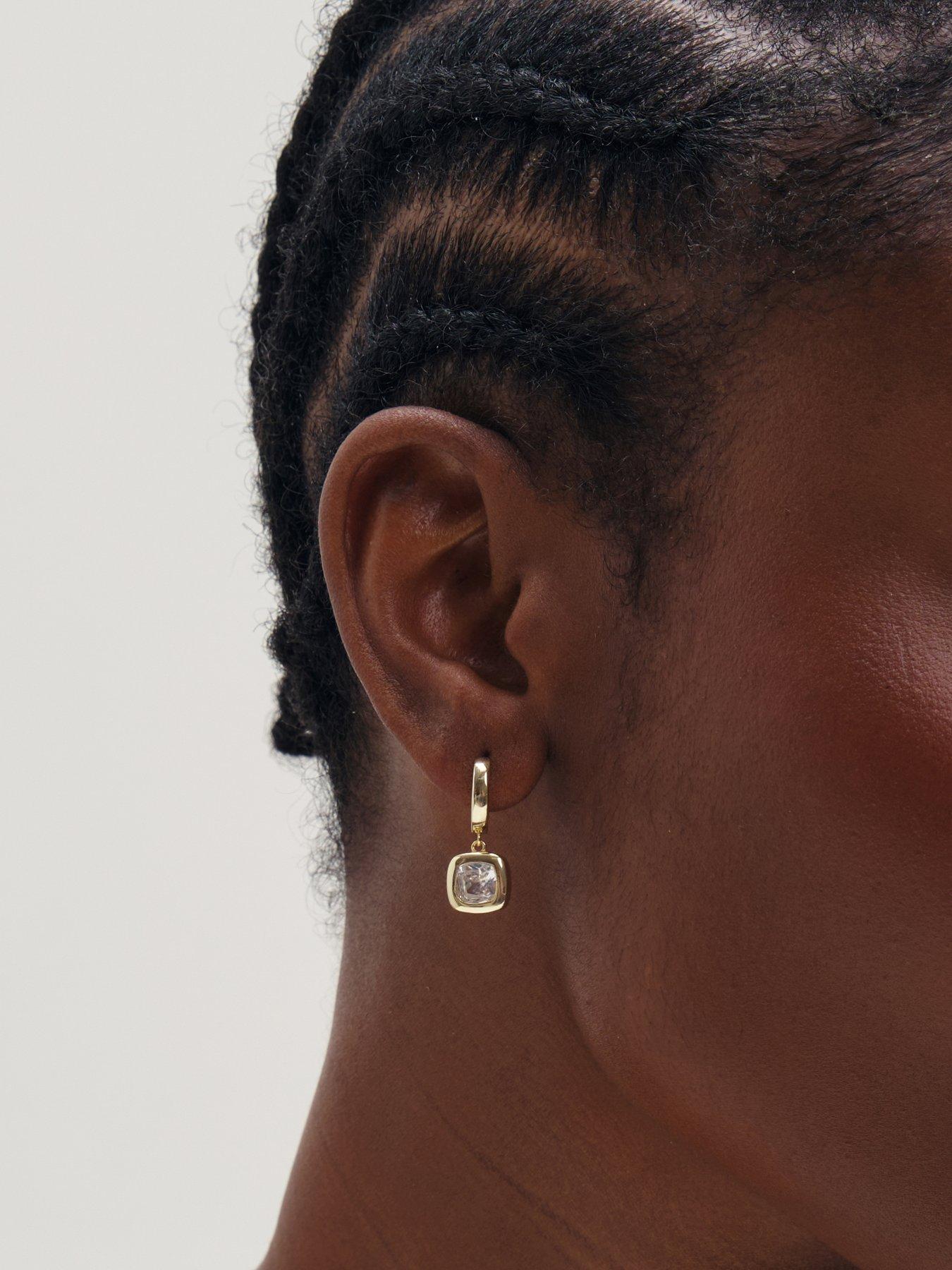 Image 3 of 3 of Inicio Gold Cushion Bezel Charm Hoops