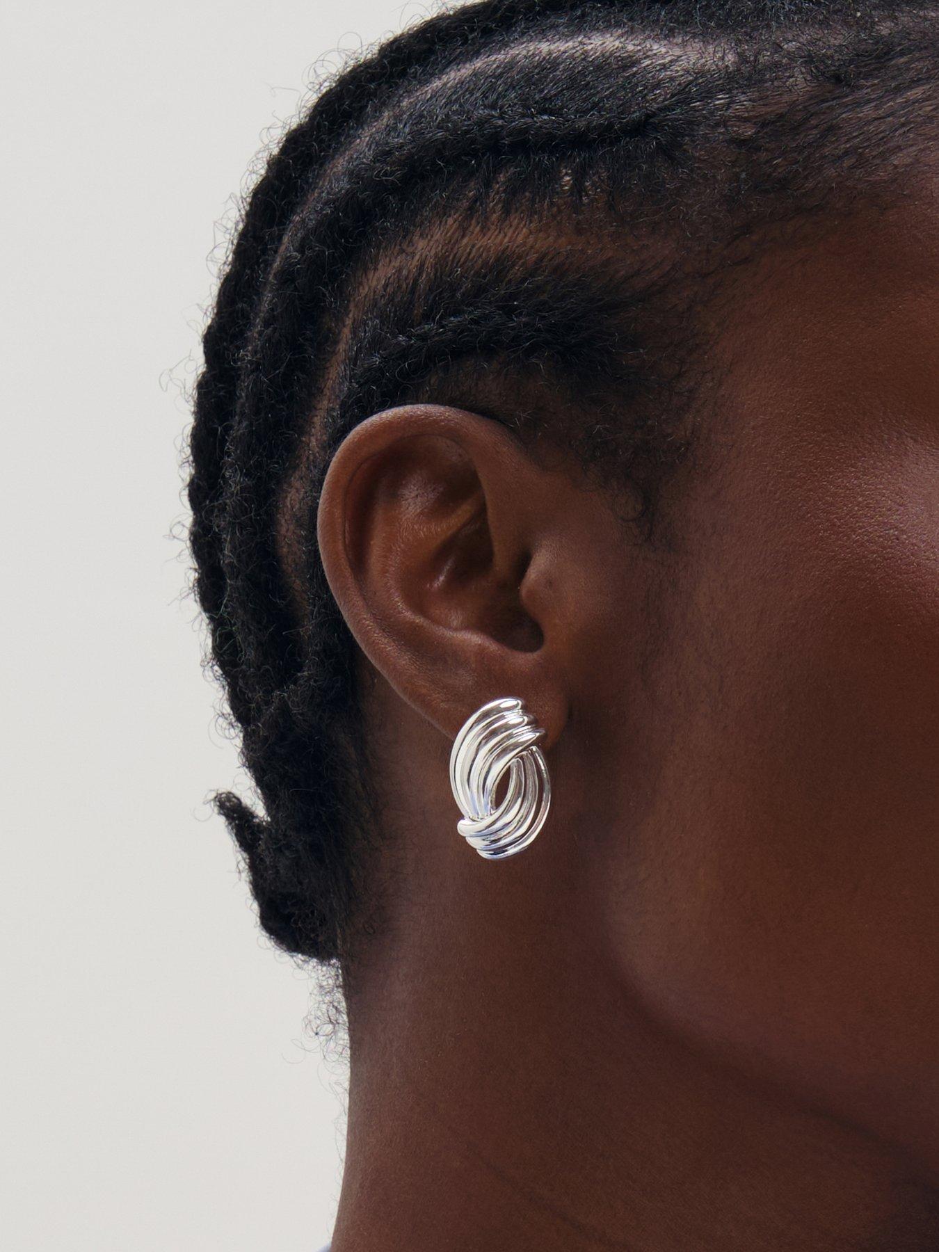 Image 2 of 3 of Inicio Silver Large Ridged Studs