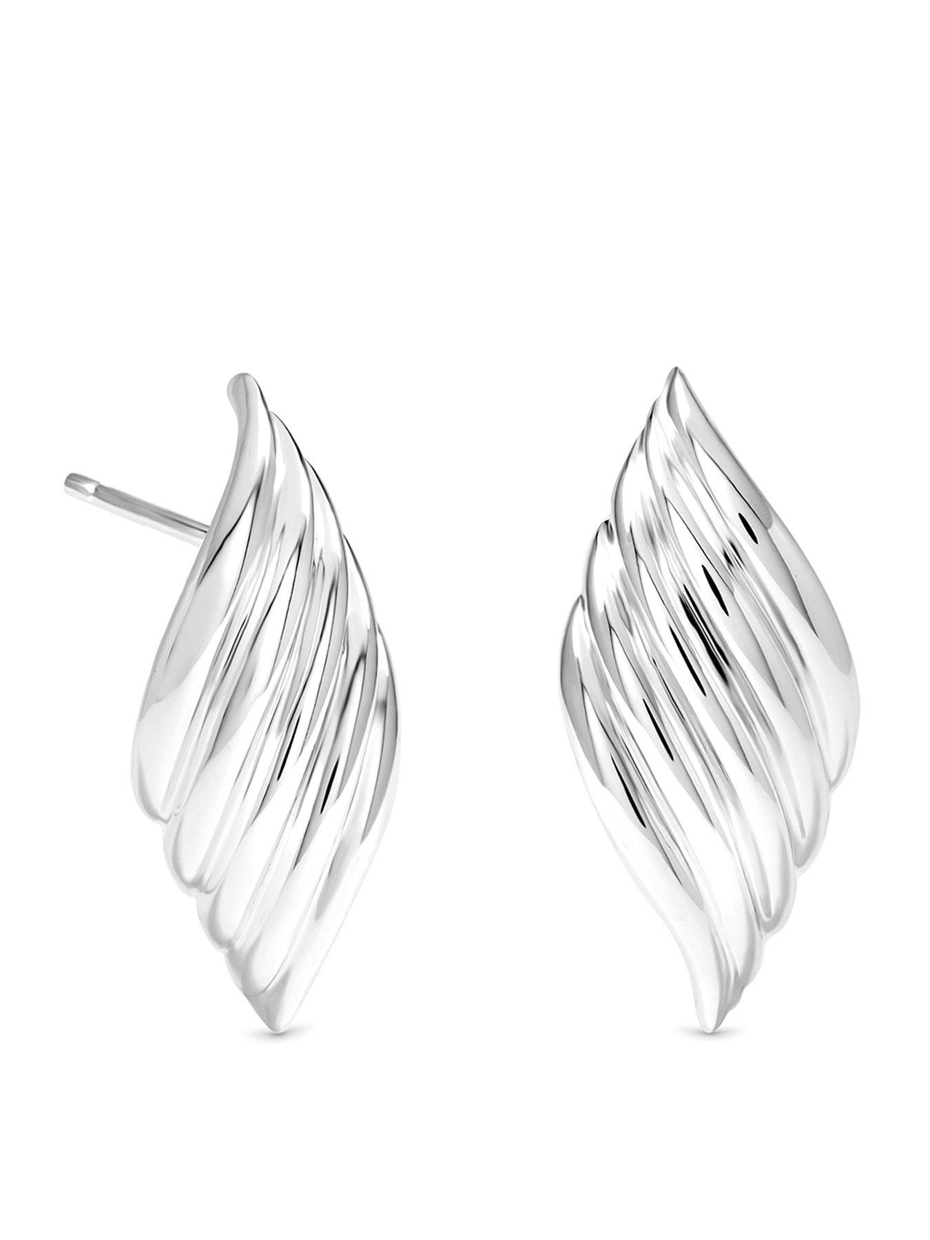 Image 1 of 4 of Inicio Silver Large Ridged Wave Studs