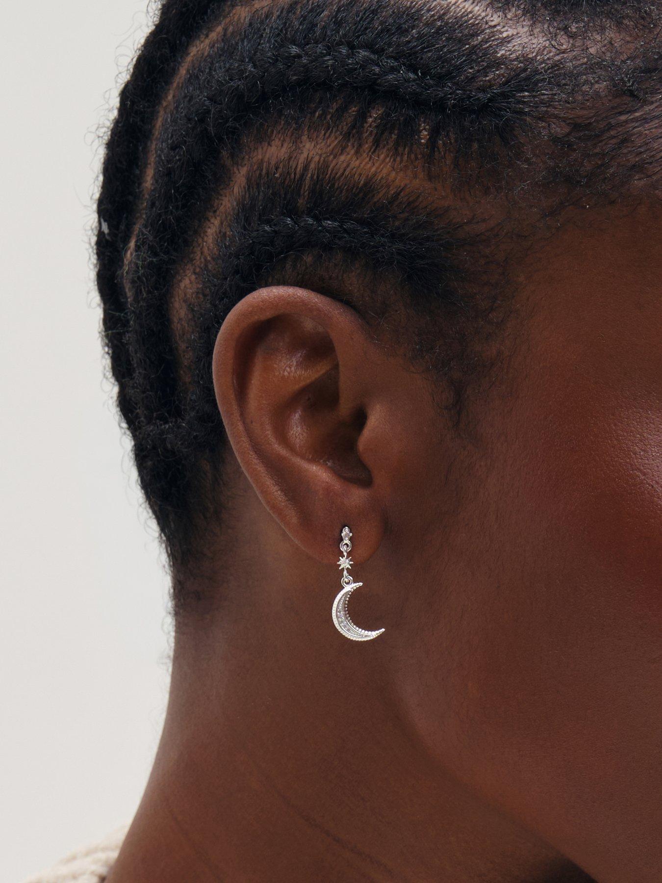 Image 2 of 4 of Inicio Silver Mismatch Celestial Earrings