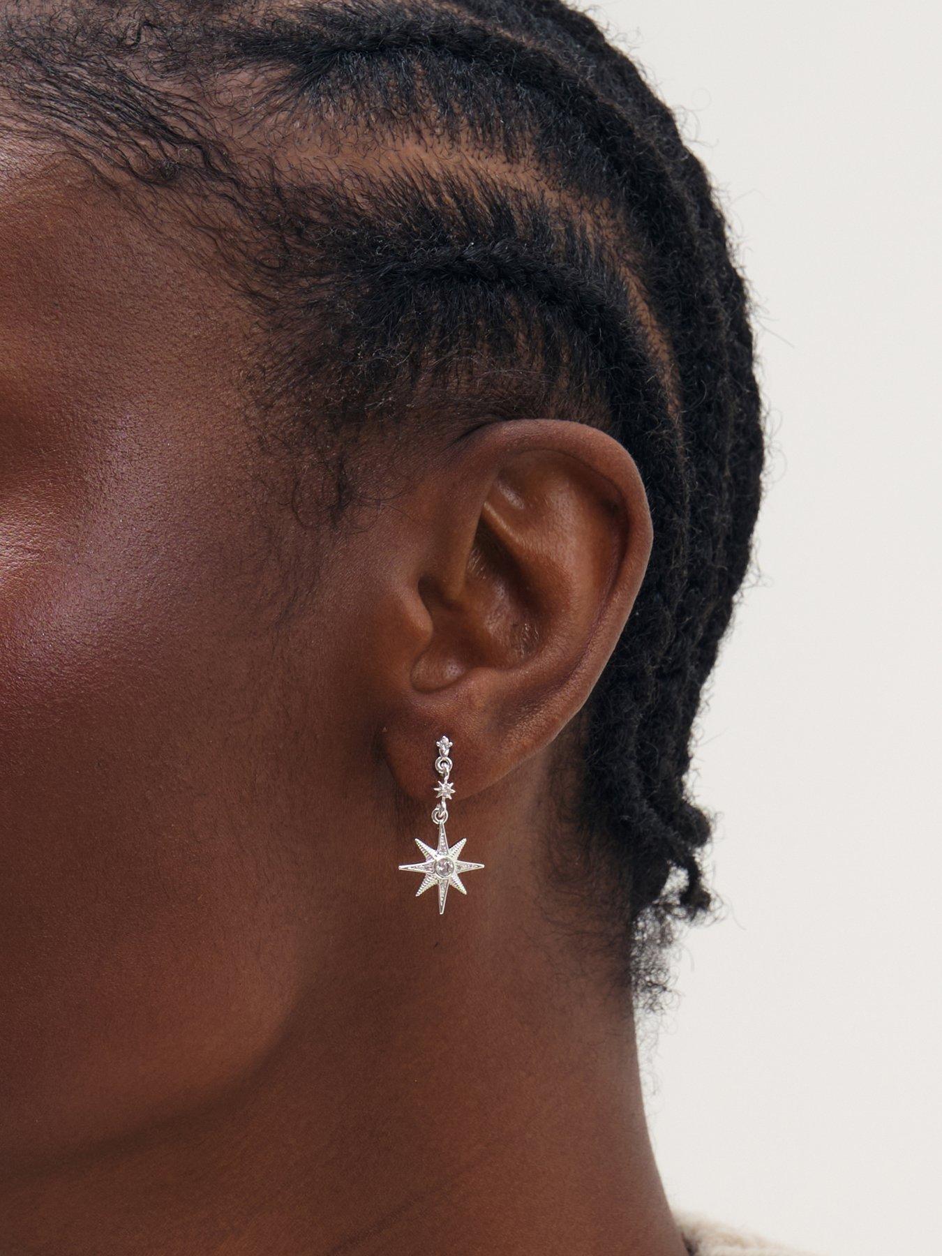 Image 3 of 4 of Inicio Silver Mismatch Celestial Earrings