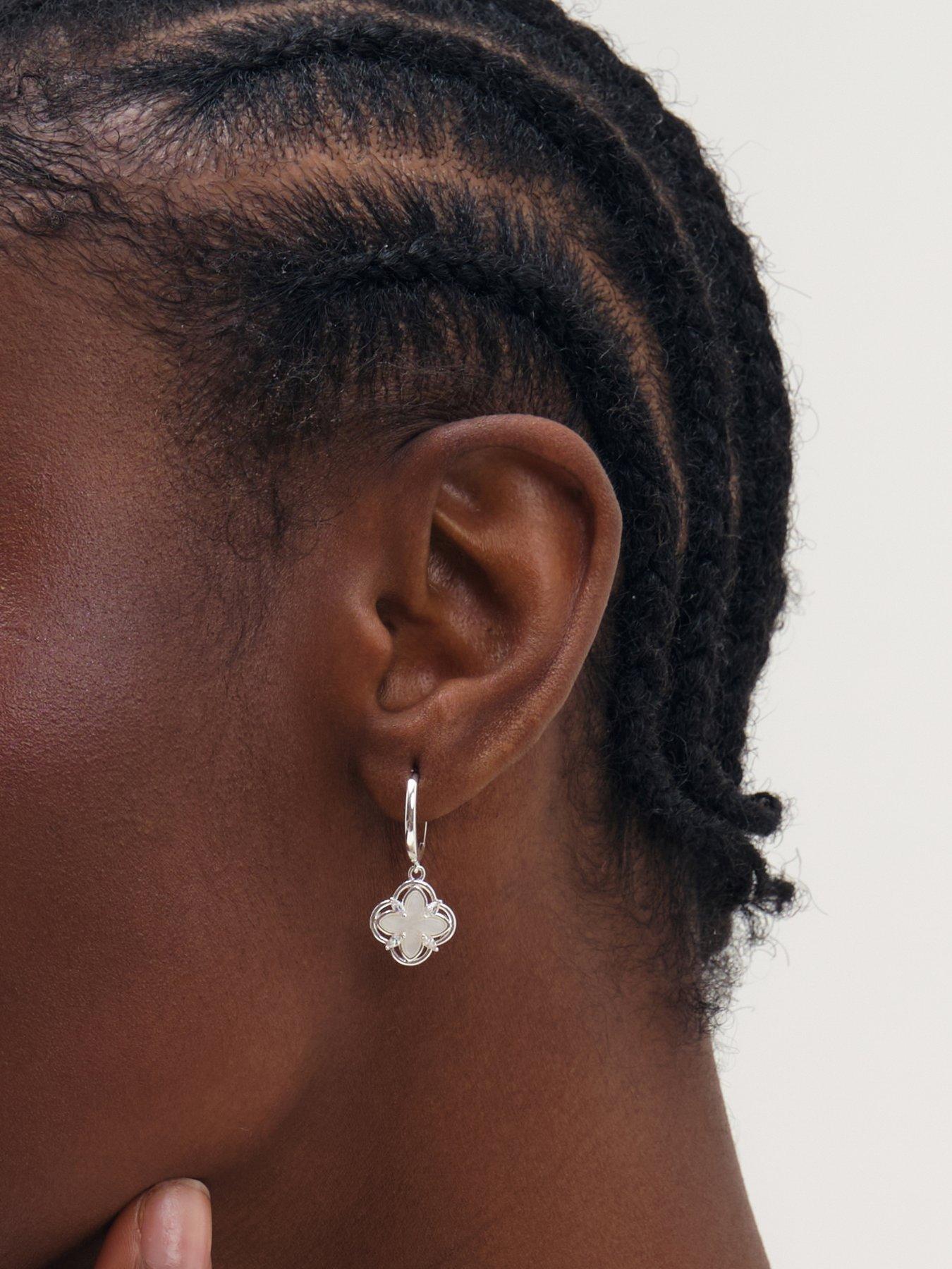 Image 2 of 4 of Inicio Silver Mother Of Pearl Clover Earrings