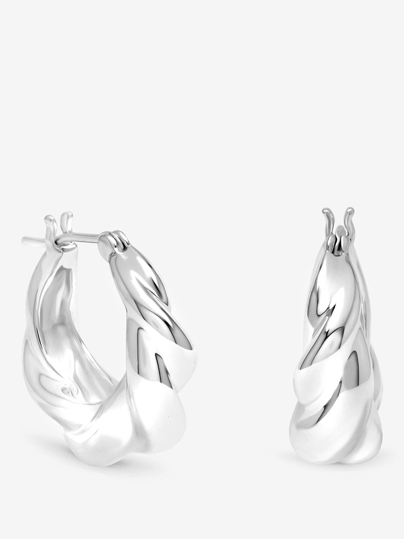Inicio Silver Fluid Twist Hoops