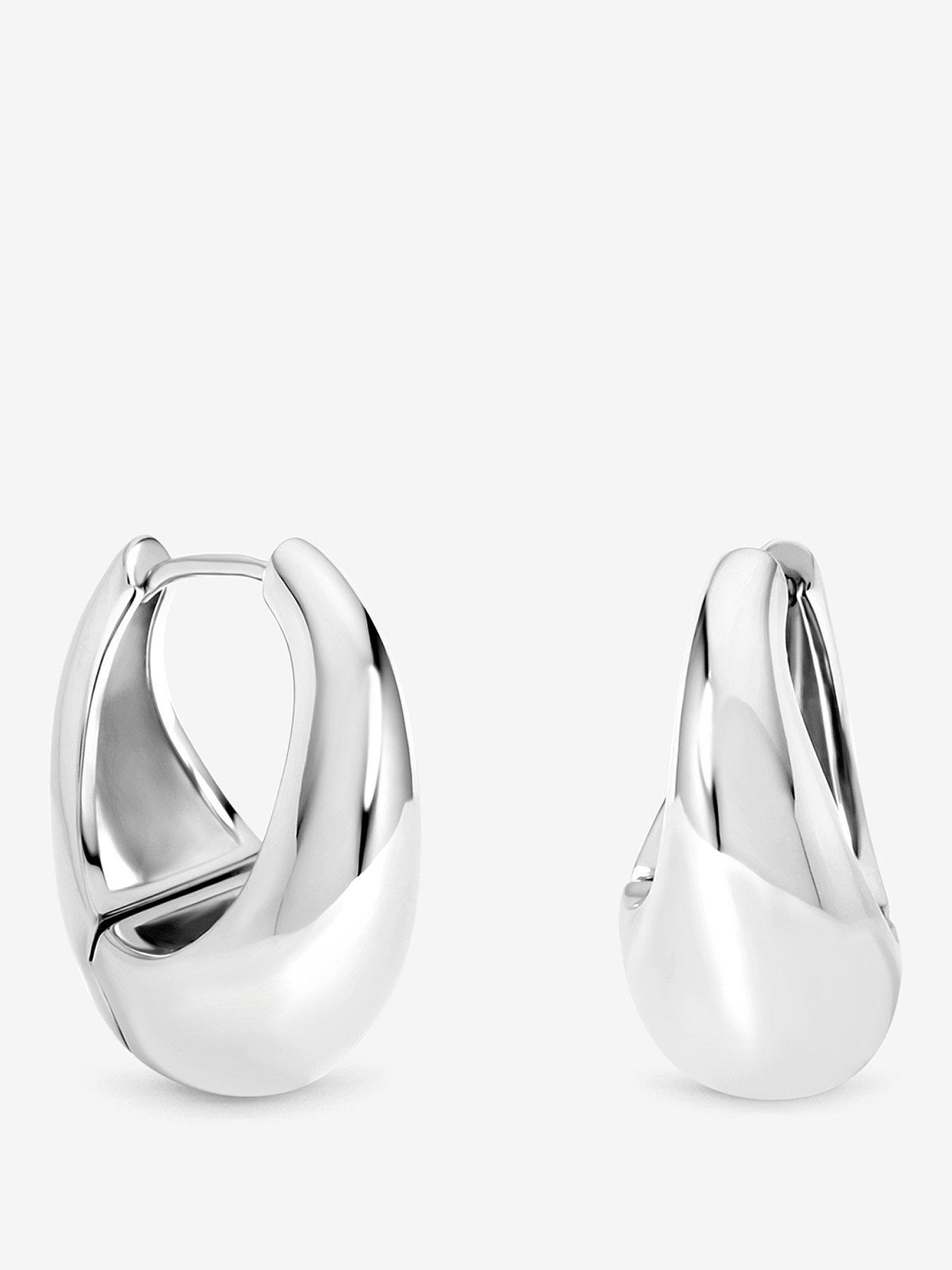 Inicio Inicio Silver Sculpted Chubby Hoops
