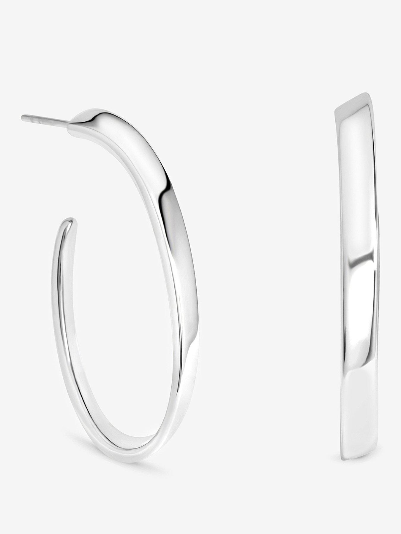 Inicio Inicio Silver Large Oval Twist Hoops