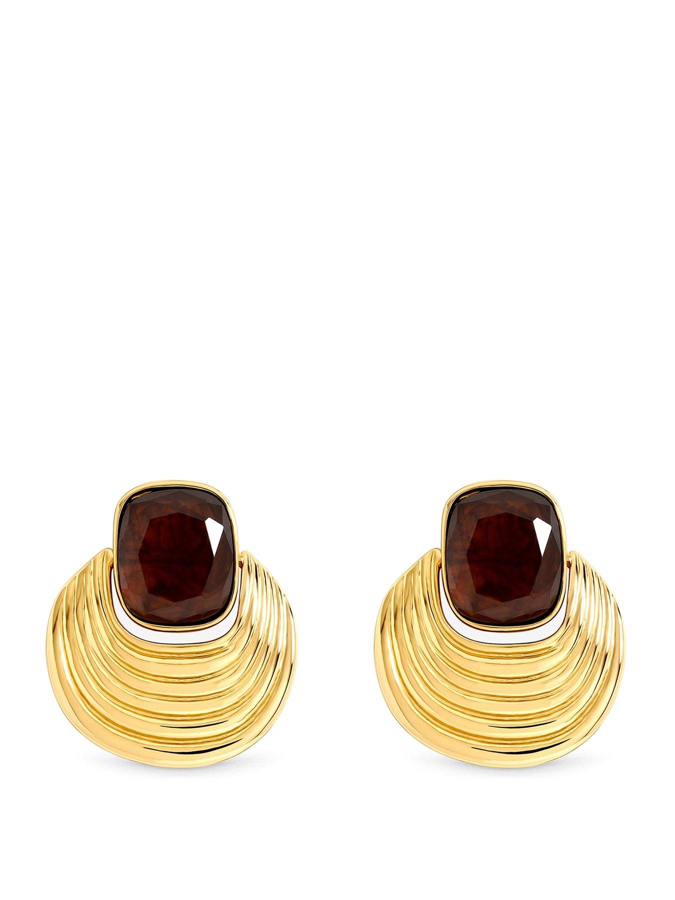 Mood Mood Gold Plated Resin And Ridge Statement Earrings