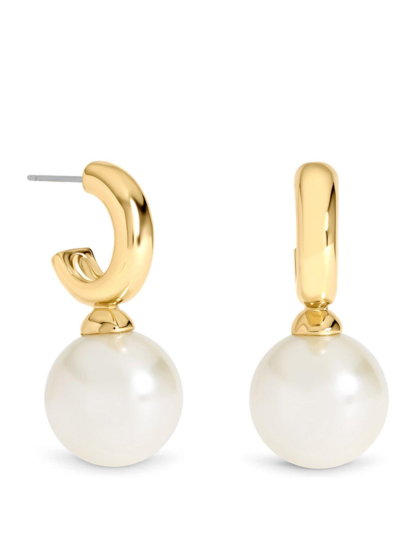 Mood Mood Gold Plated And Pearl Hoop Earrings