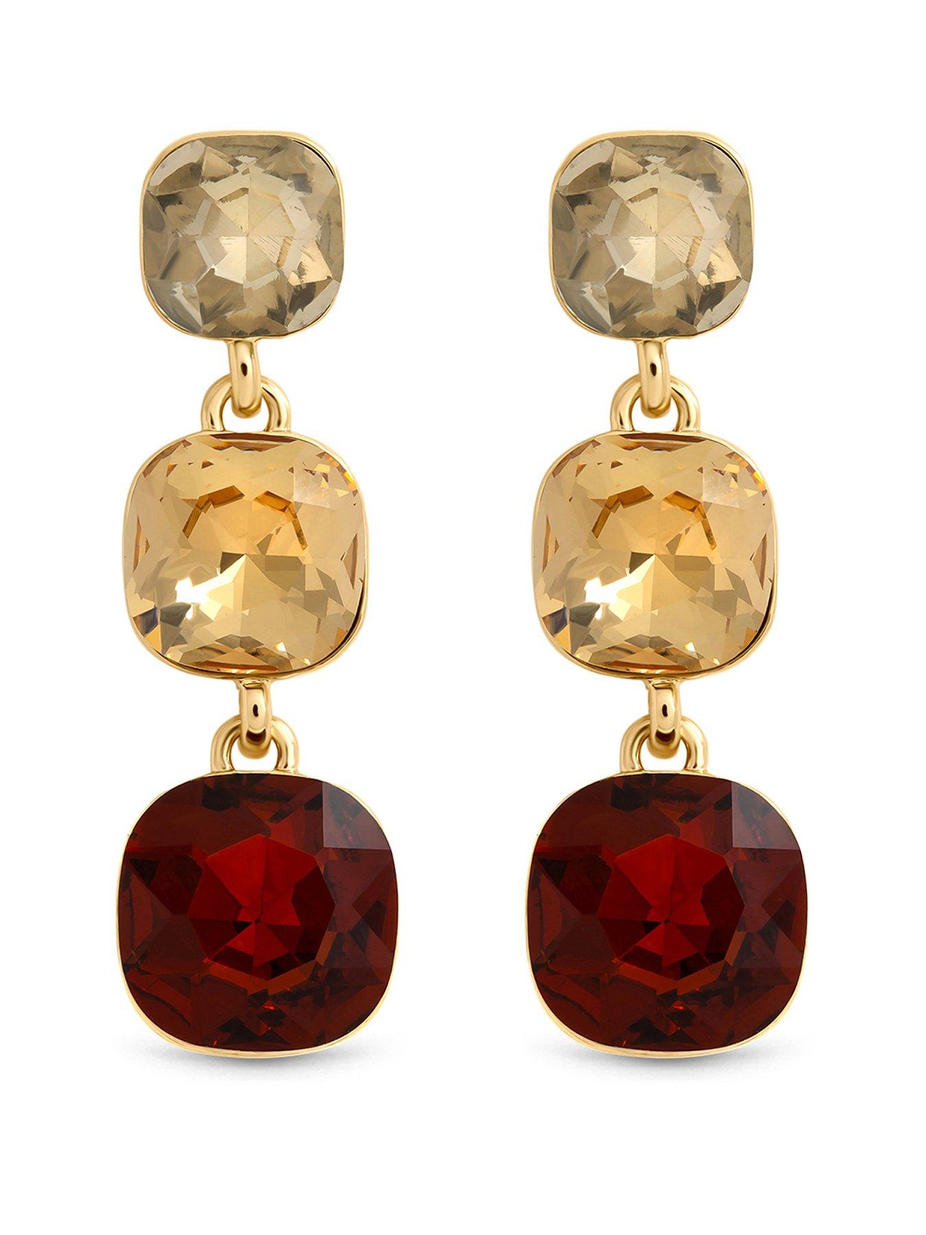 Mood Mood Gold Plated Brown Tonal Drop Earrings