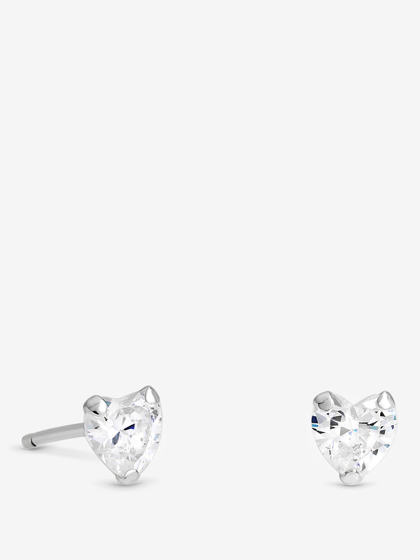 Simply Silver Simply Silver 925 Sterling Silver Mini 5mm Cubic Zirconia Heart Studs