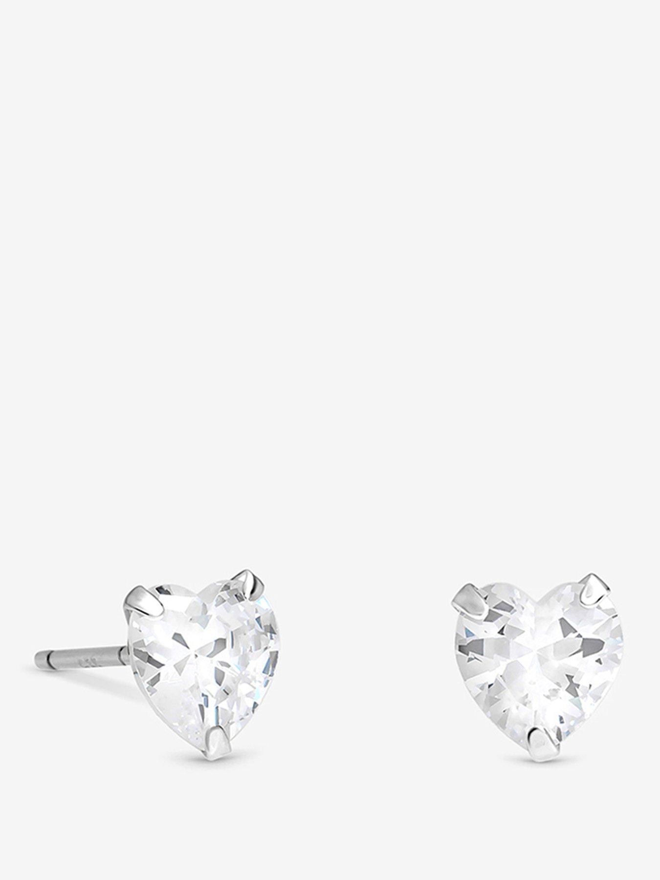 Simply Silver Simply Silver 925 Sterling Silver 7mm Cubic Zirconia Heart Studs