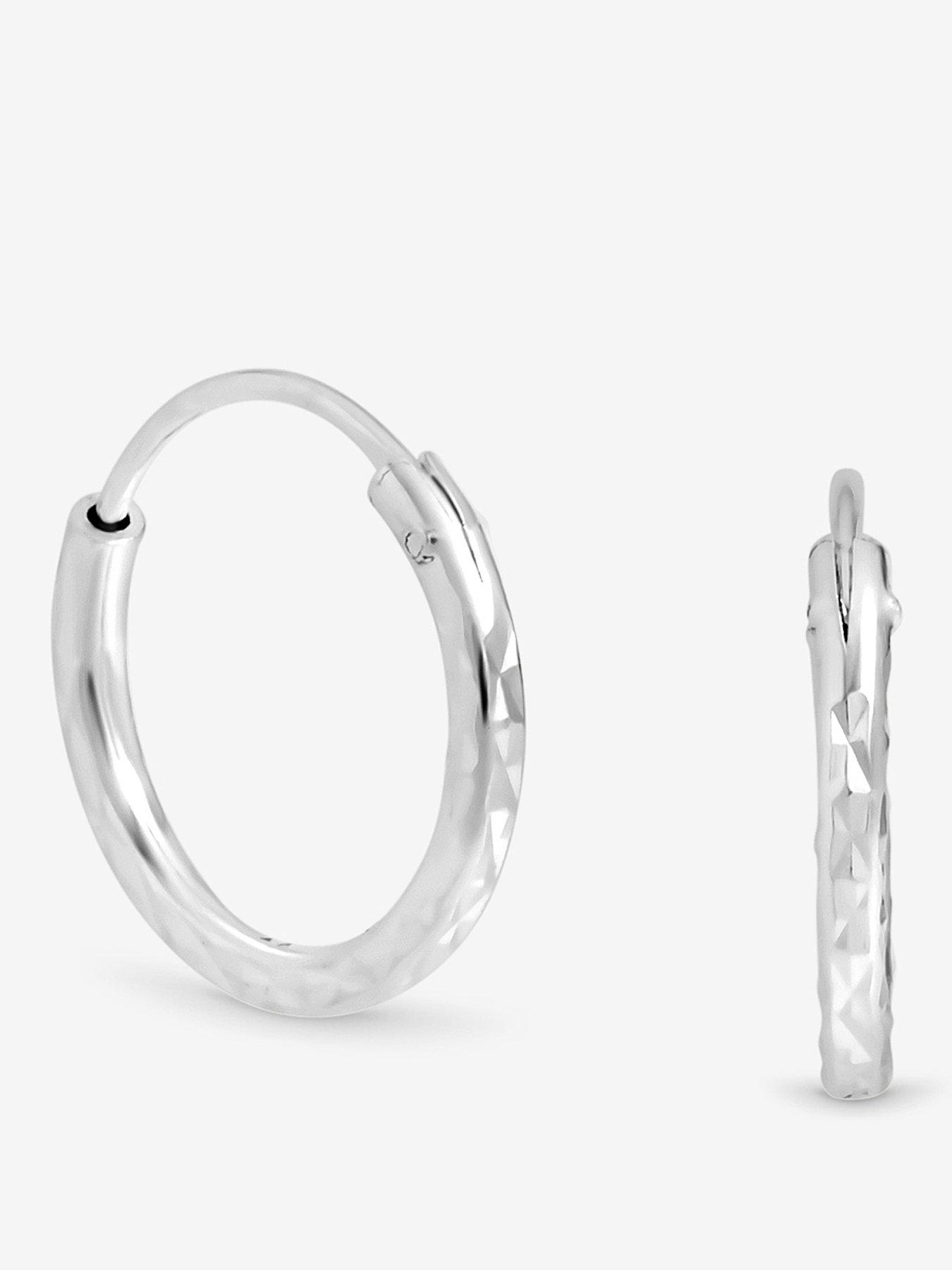 Jon Richard Simply Silver 925 Sterling Silver Simply Silver Mini Diamond Cut Hoops