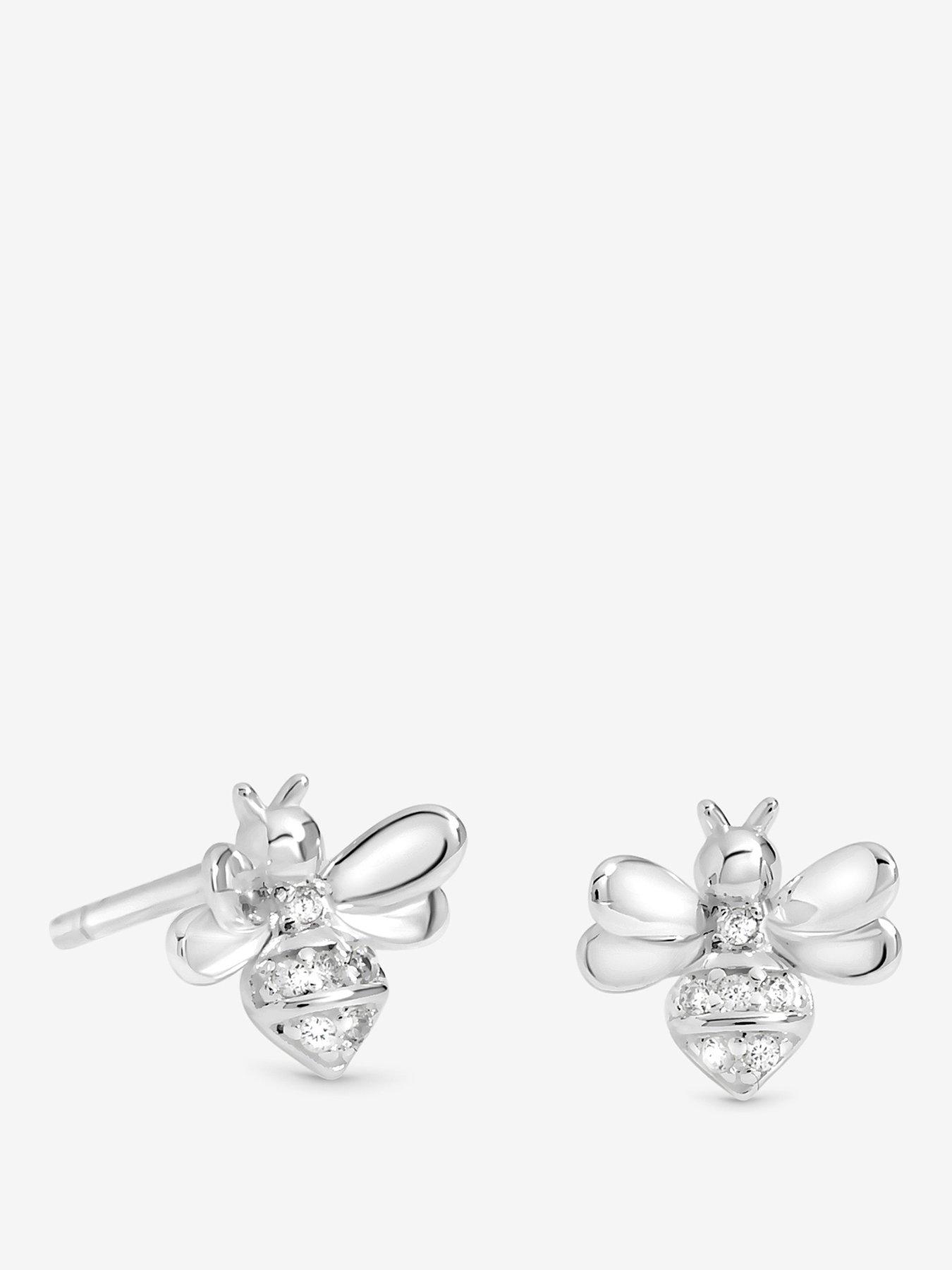 Image 1 of 3 of Simply Silver 925 Sterling Silver Polished Bee Stud Earrings