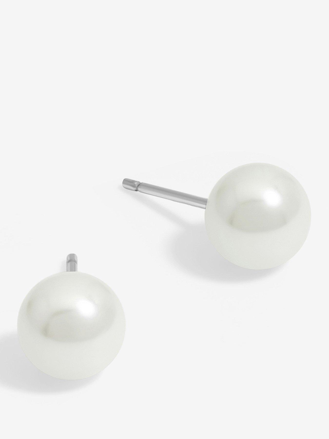 Simply Silver Simply Silver 925 Sterling Silver 8mm Pearl Stud Earrings