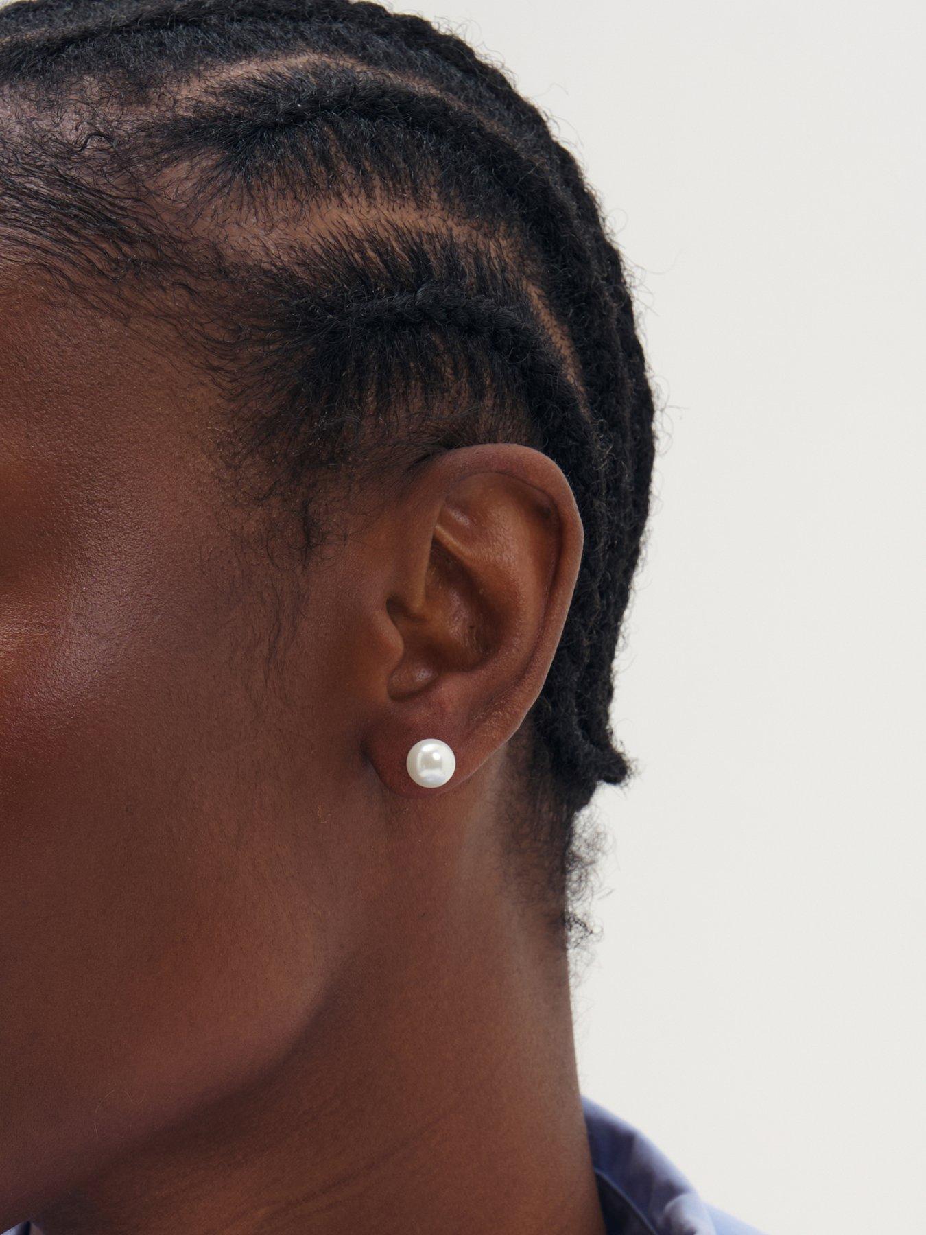 Image 2 of 3 of Simply Silver 925 Sterling Silver 8mm Pearl Stud Earrings