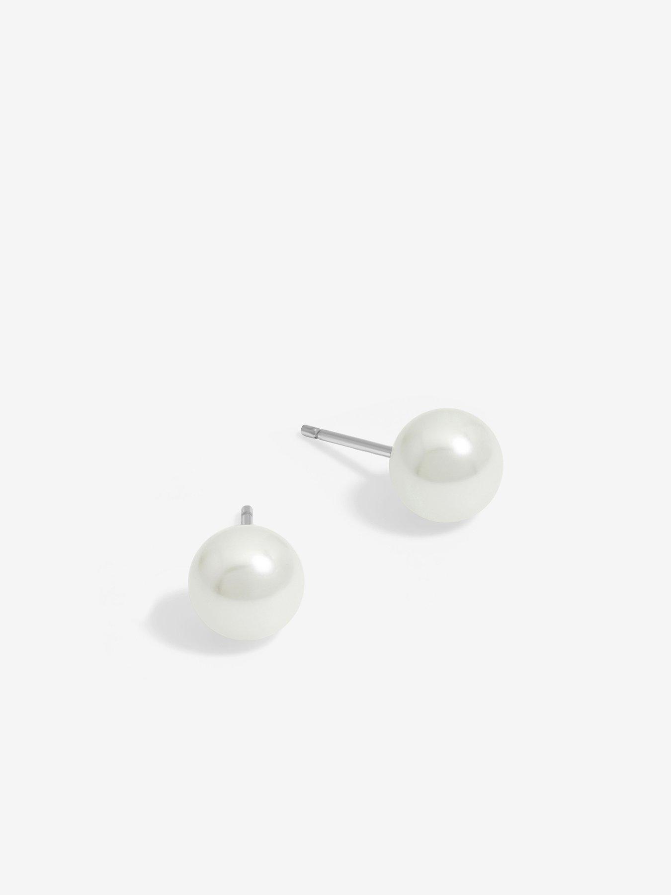 Image 3 of 3 of Simply Silver 925 Sterling Silver 8mm Pearl Stud Earrings