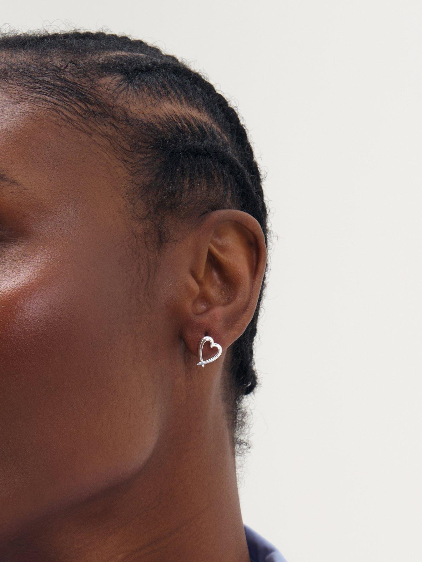 Image 2 of 3 of Simply Silver 925 Sterling Silver Crossover Heart Stud Earrings