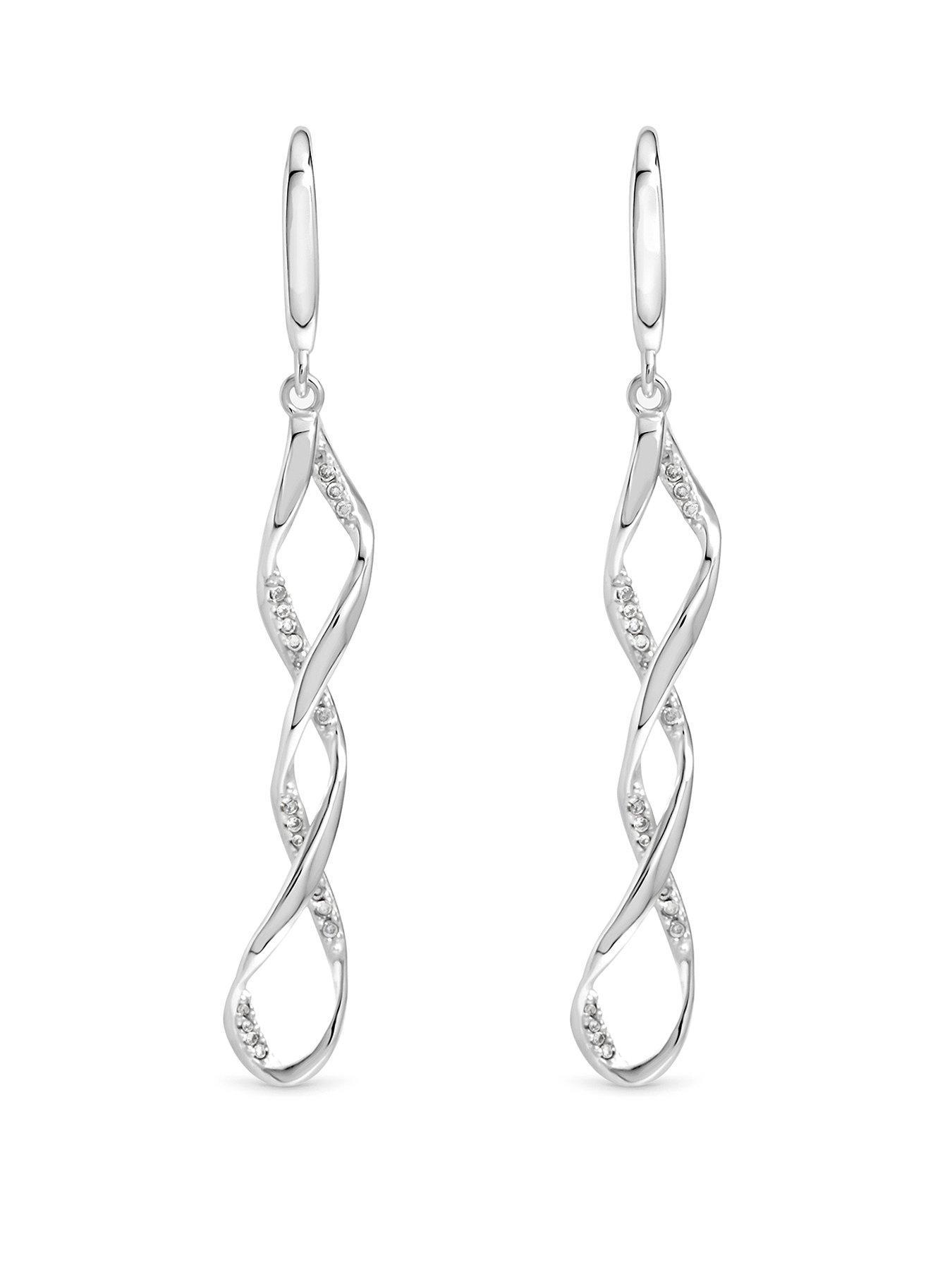Simply Silver Simply Silver 925 Sterling Silver Cubic Zirconia Wrapped In Love Earrings