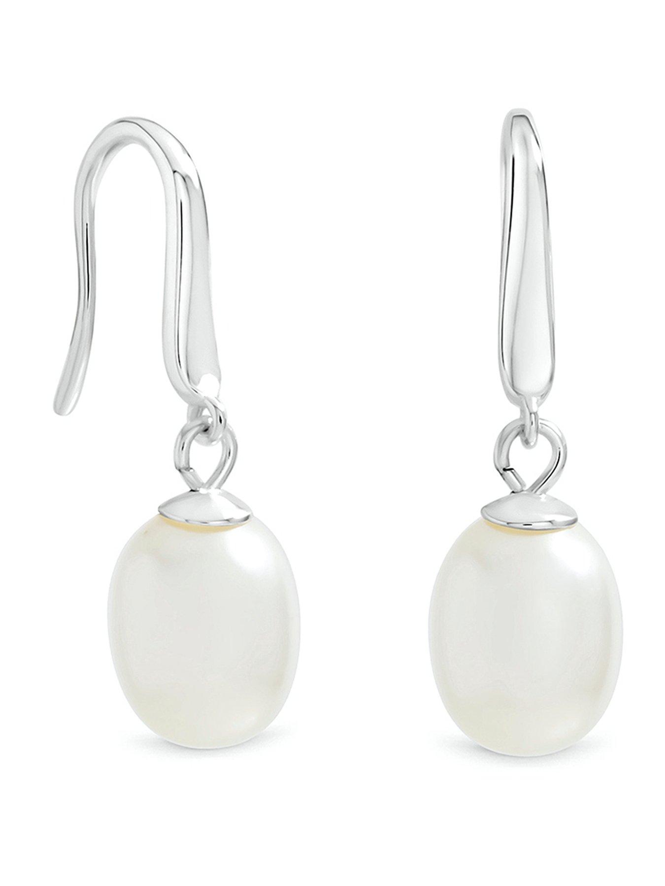 Simply Silver Simply Silver 925 Sterling Silver Freshwater Pearl Drop Earrings