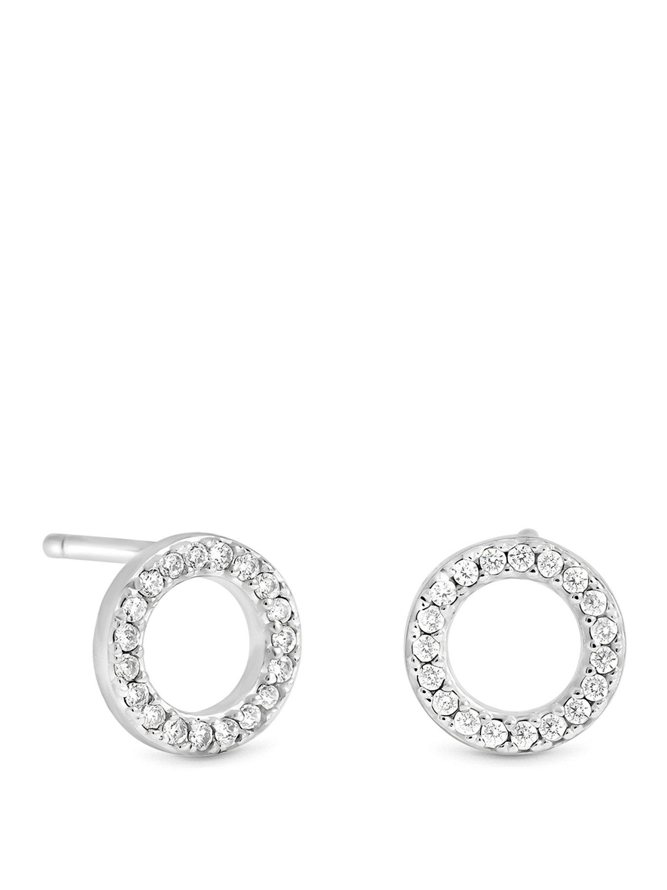 Simply Silver Simply Silver 925 Sterling Silver Cubic Zirconia Open Circle Stud Earrings