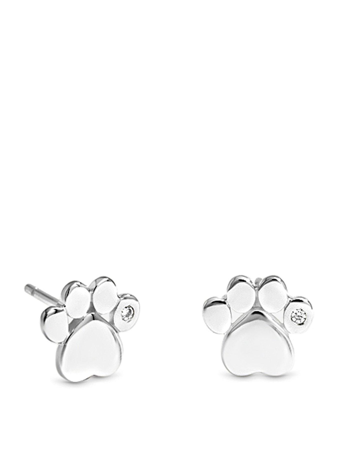 Simply Silver Simply Silver 925 Sterling Silver Paw Print Stud Earrings