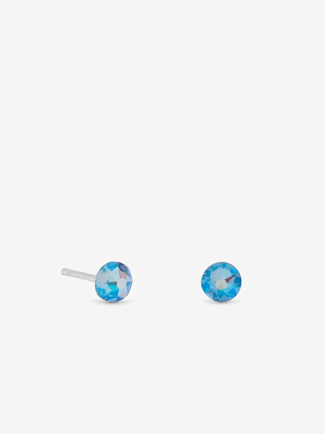 Image 3 of 3 of Simply Silver 925 Sterling Silver 4mm Light Sapphire Studs