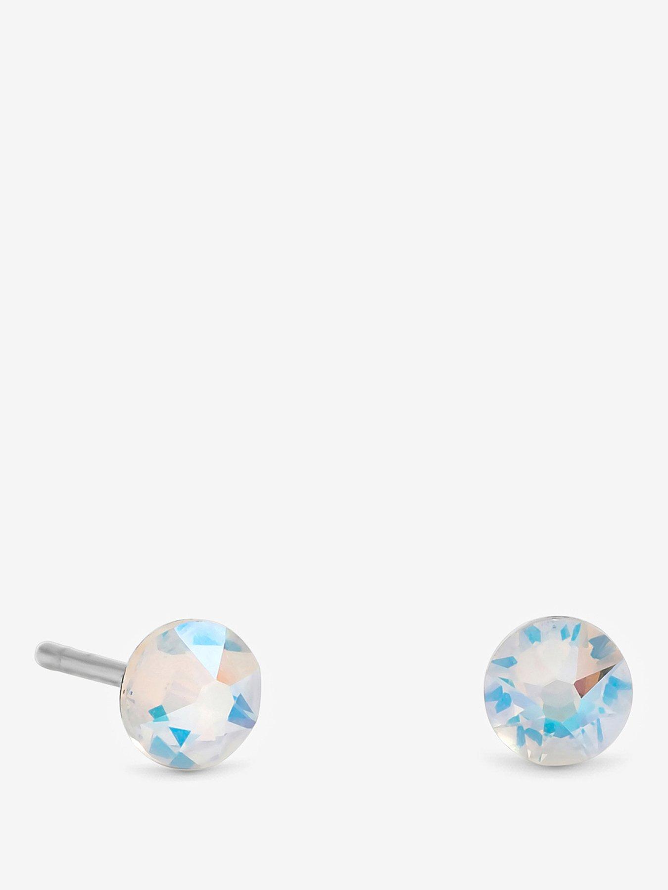 Simply Silver Simply Silver 925 Sterling Silver 4mm White Opal Studs