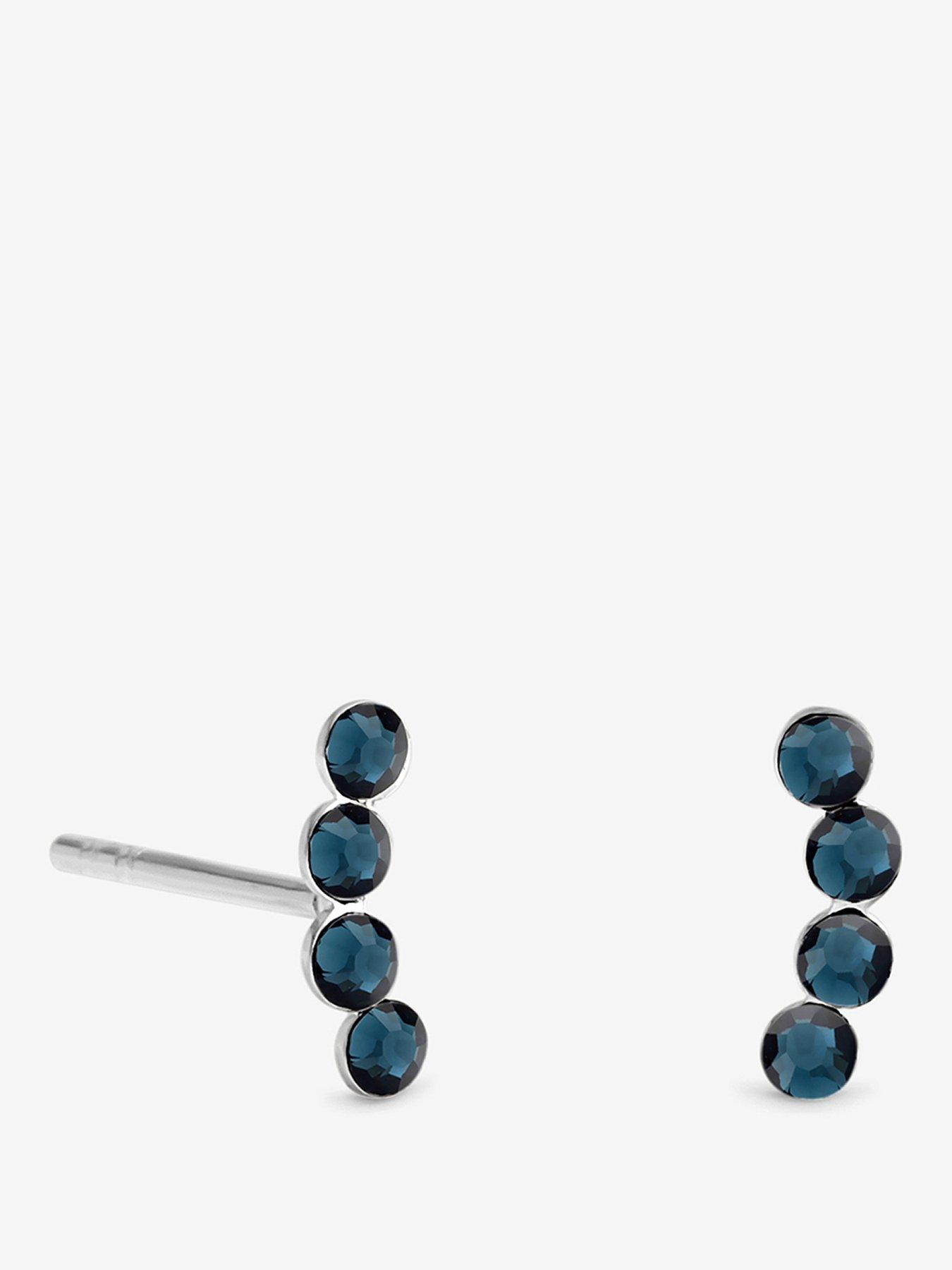 Simply Silver Simply Silver 925 Sterling Silver Blue Climber Studs