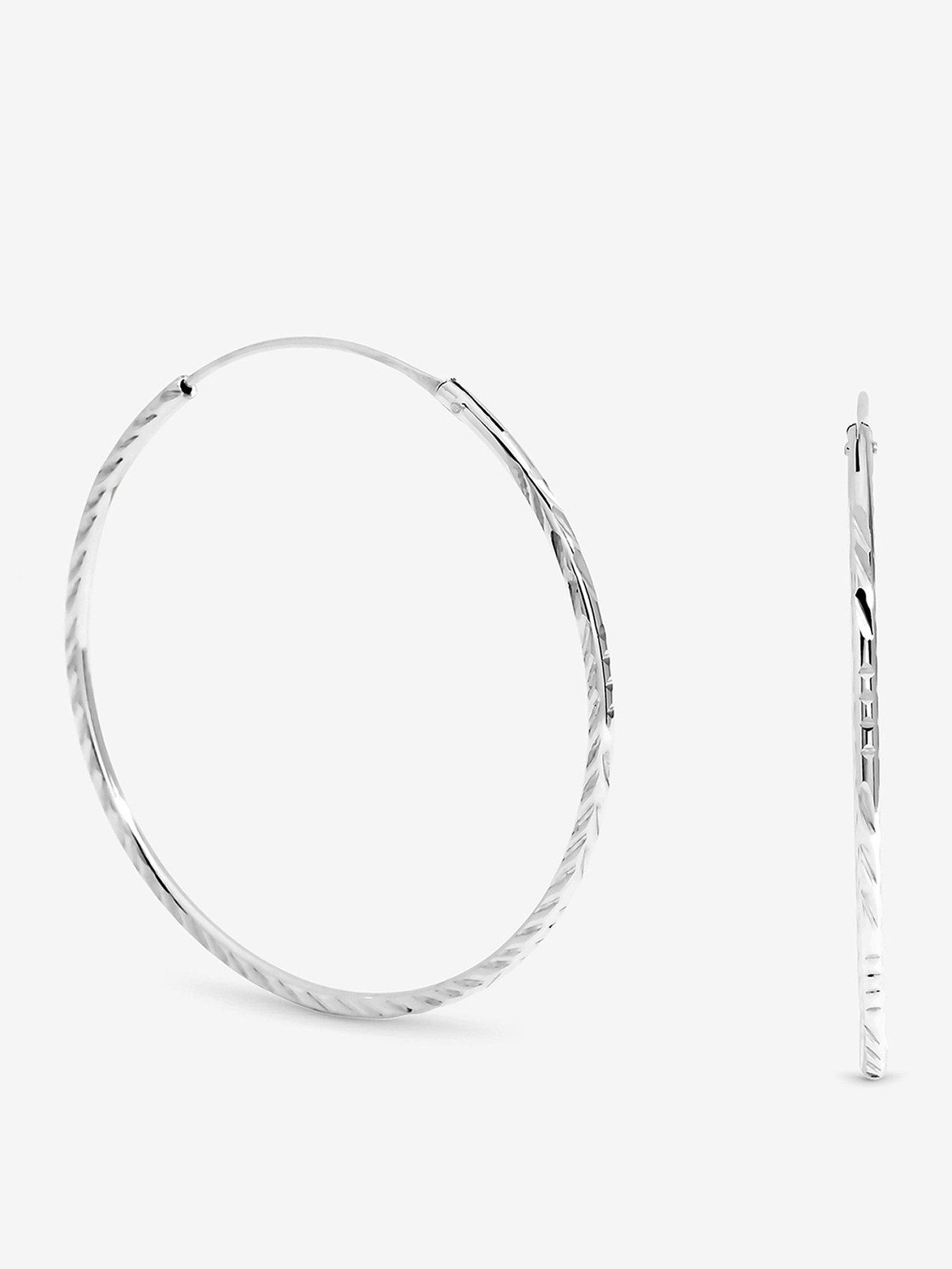 Jon Richard Simply Silver 925 Sterling Silver 20mm Diamond Cut Sleepers