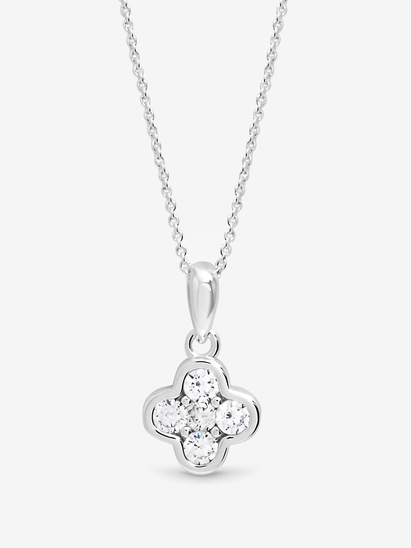 Simply Silver Simply Silver 925 Sterling Silver Cubic Zirconia Clover Pendant - Gift Pouch