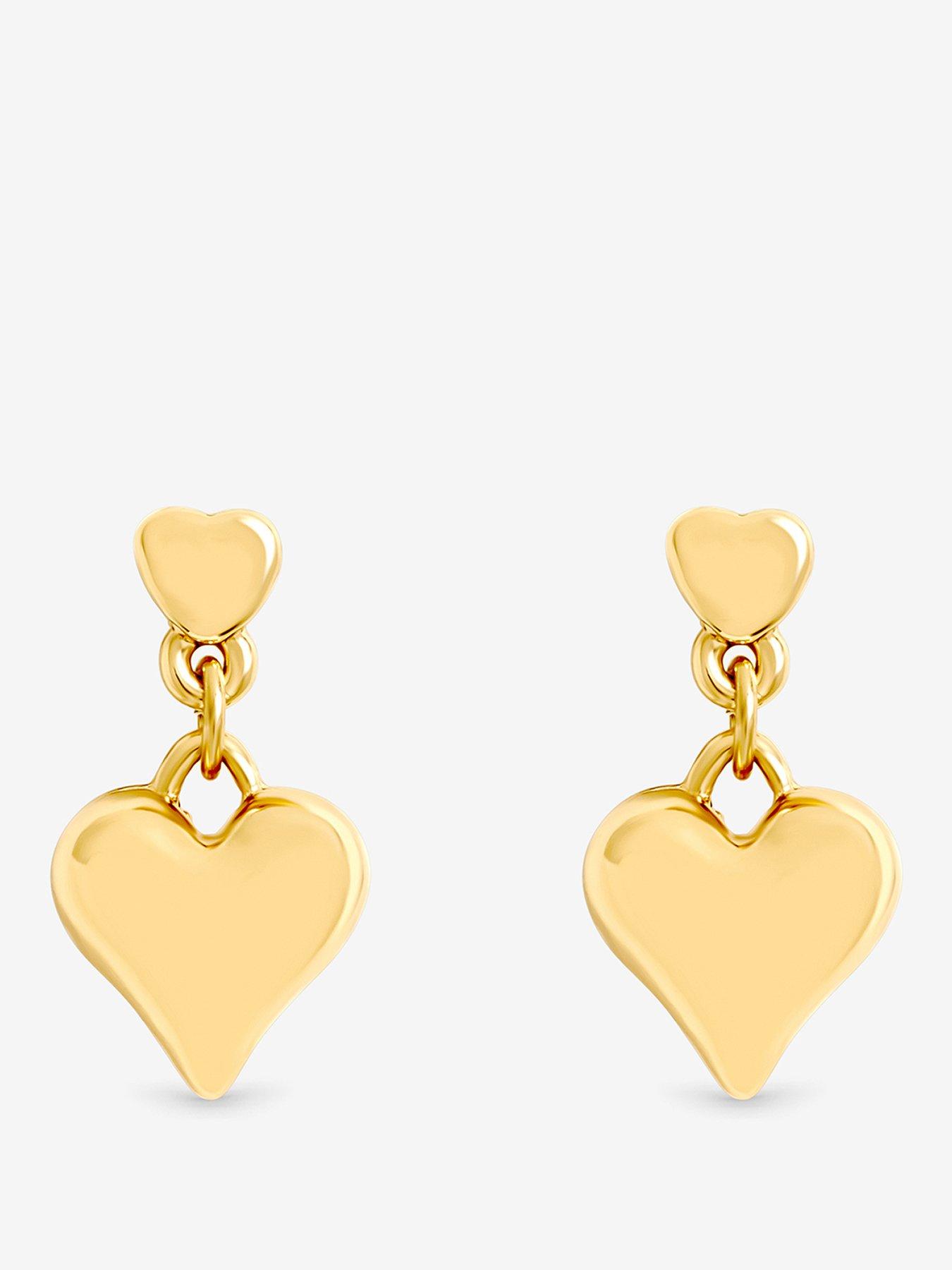 Mood Mood Gold Plated Polished Puff Heart Drop Earrings