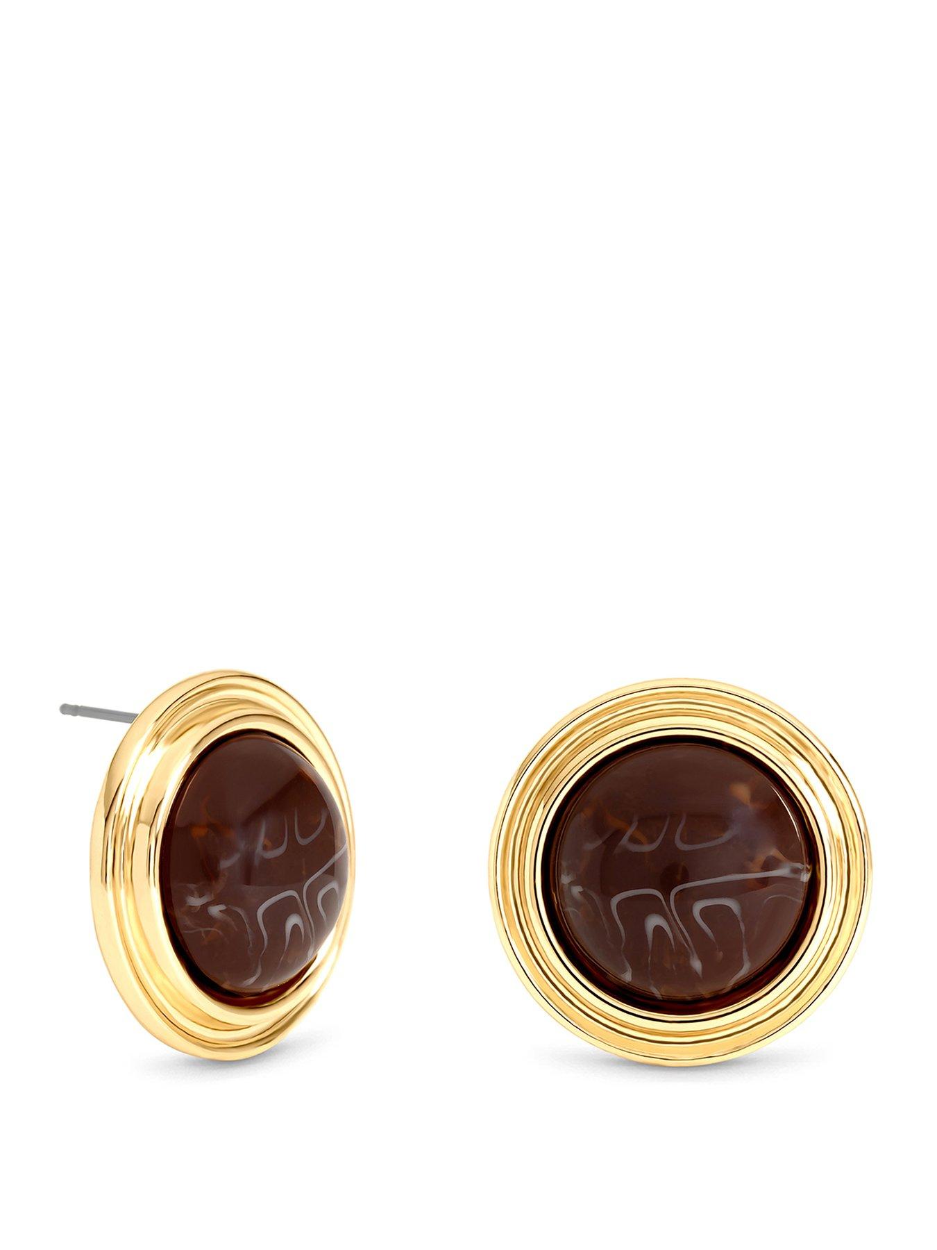Mood Mood Gold Plated Resin Stud Earrings