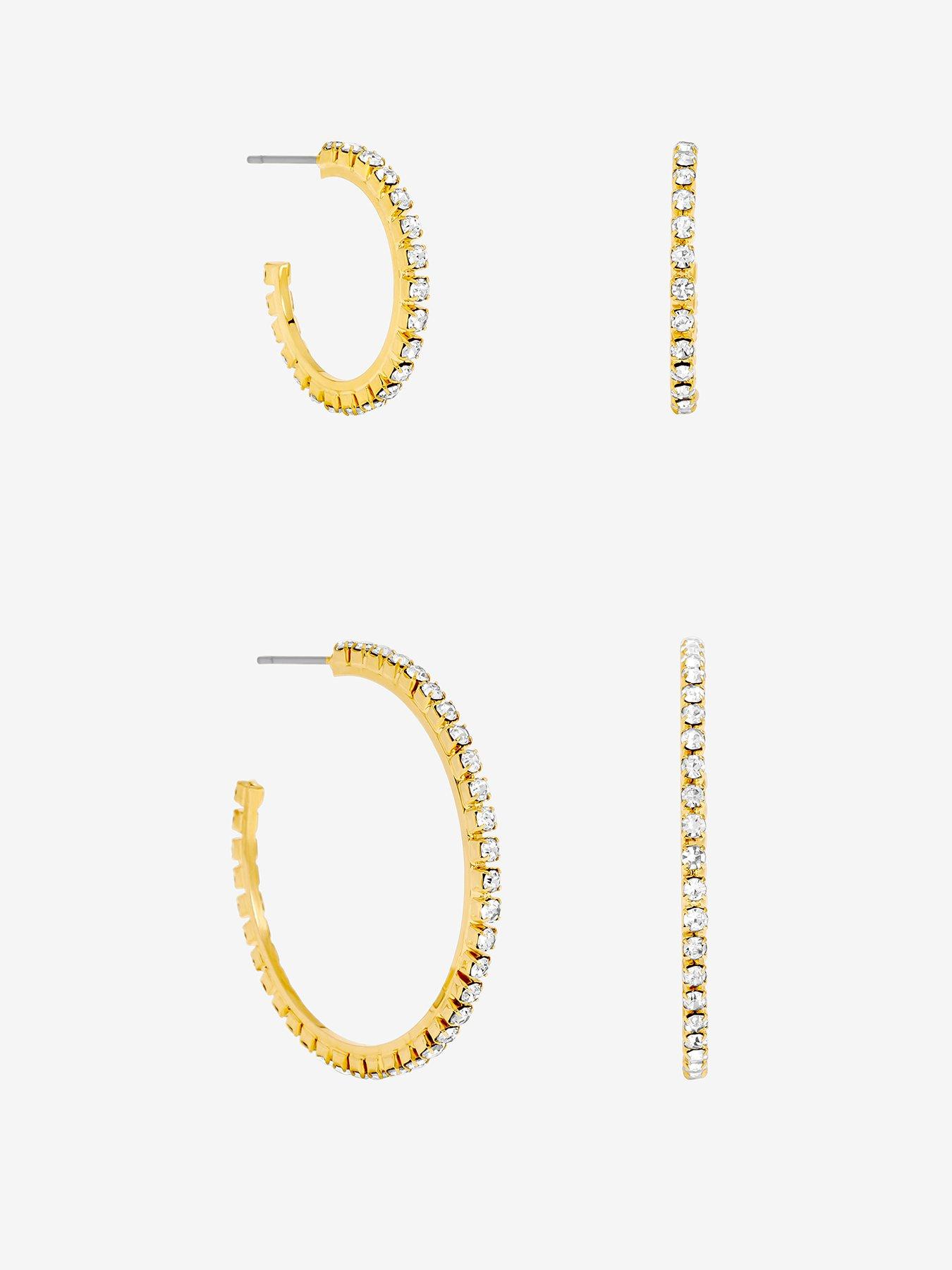 Mood Mood Gold Plated And Crystal Hoop Earrings