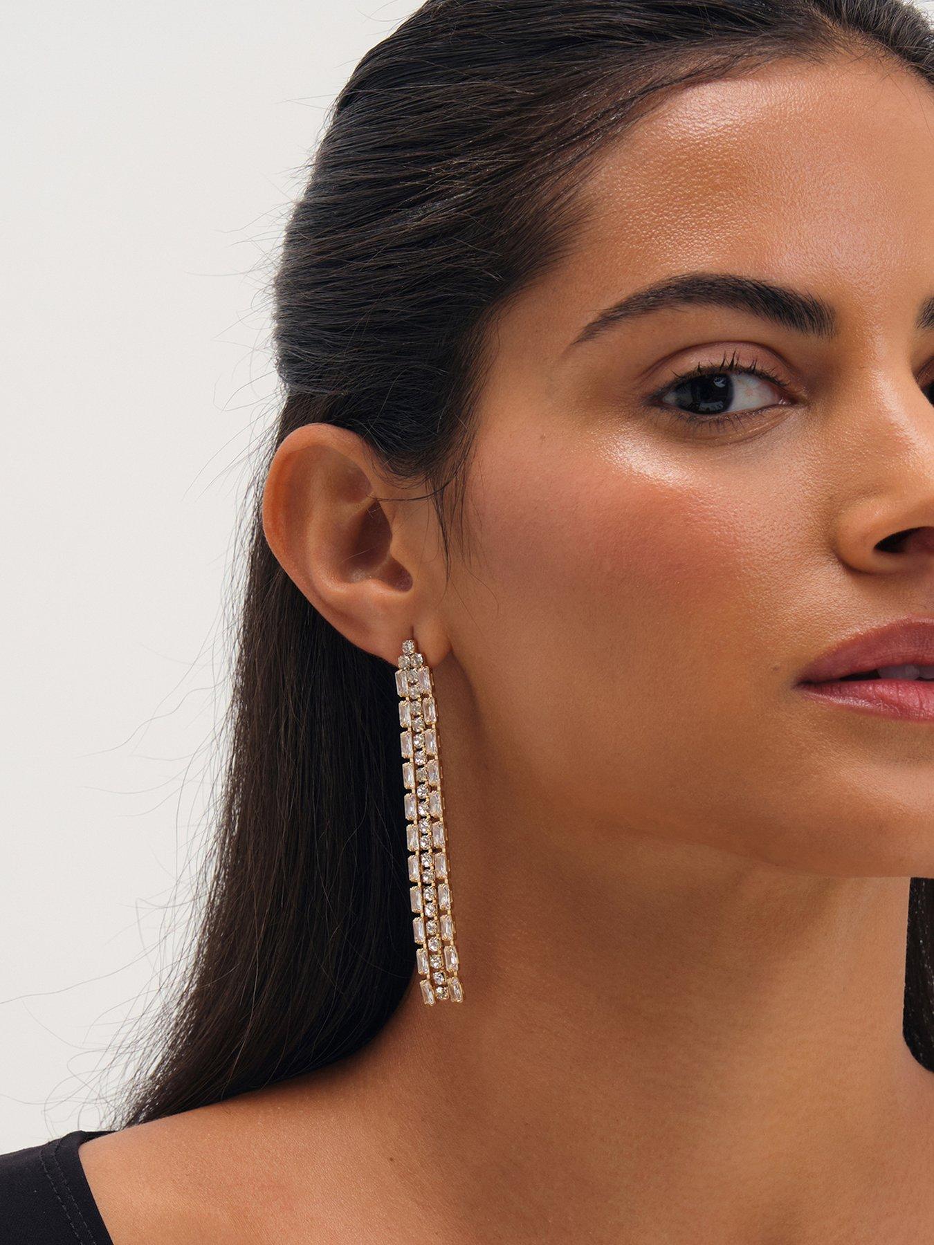 Image 1 of 3 of Mood Gold Plated Crystal Drop Earrings