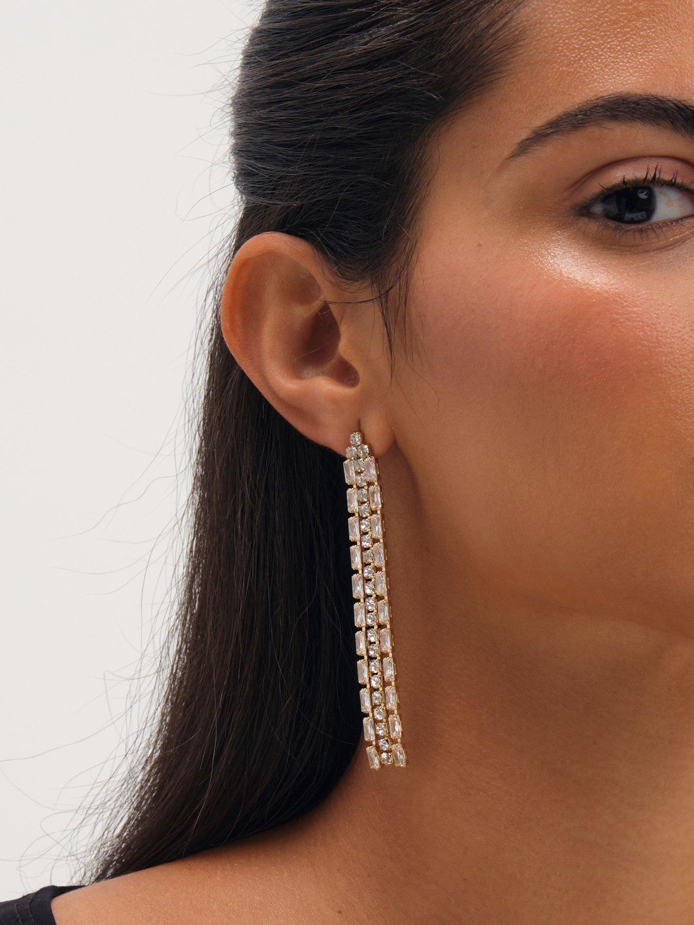 Image 2 of 3 of Mood Gold Plated Crystal Drop Earrings