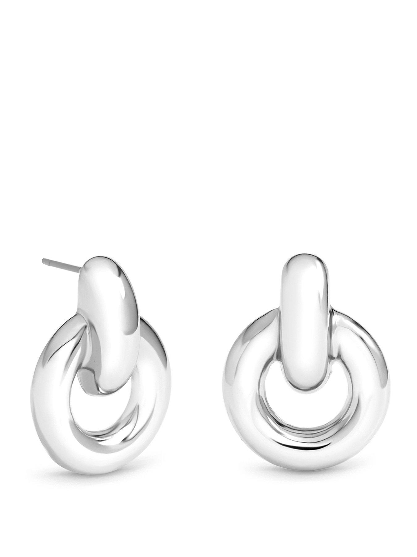 Mood Silver Plated Door Knocker Polished Earrings