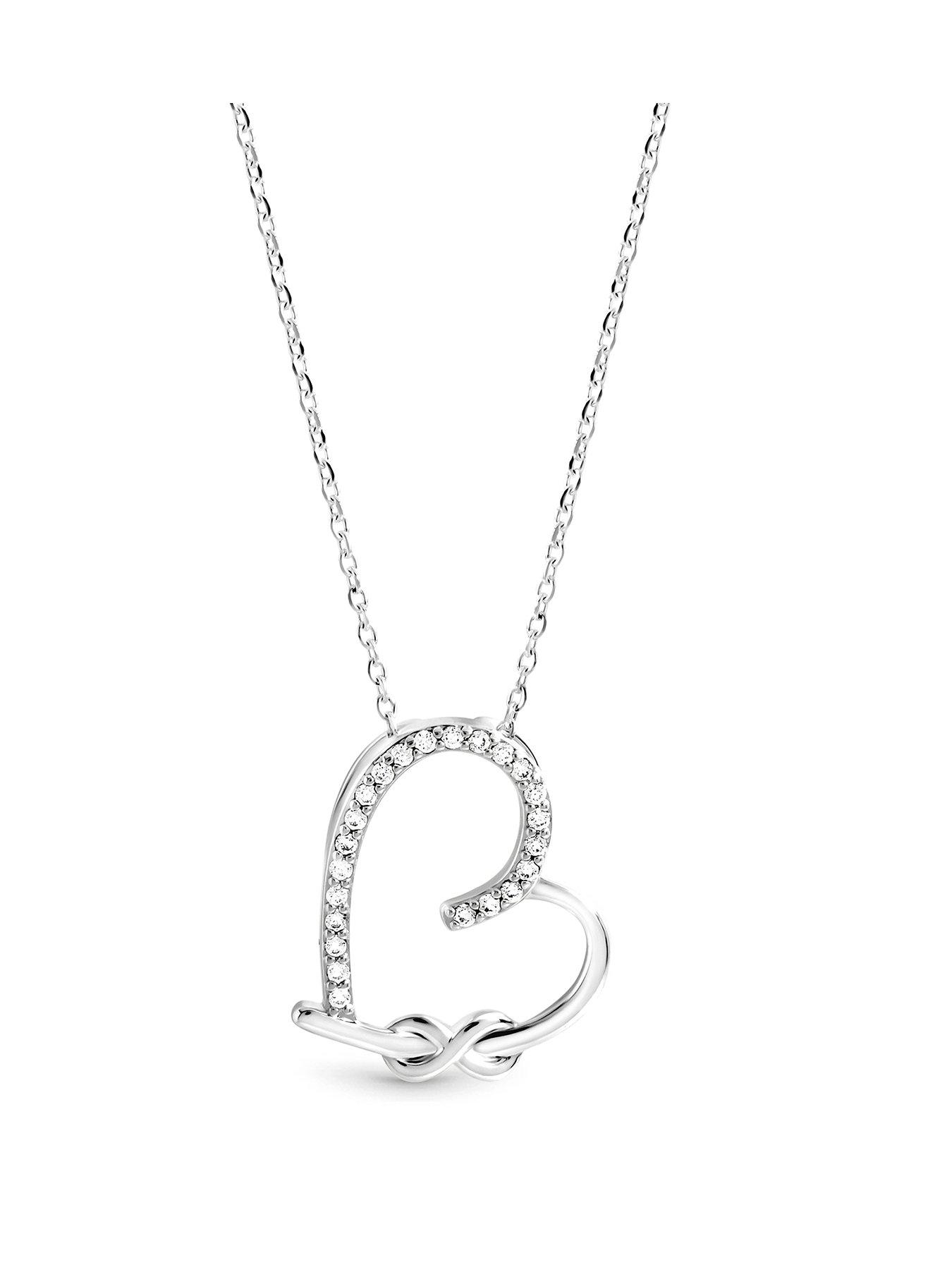 Inicio Silver Pave Open Heart Necklace