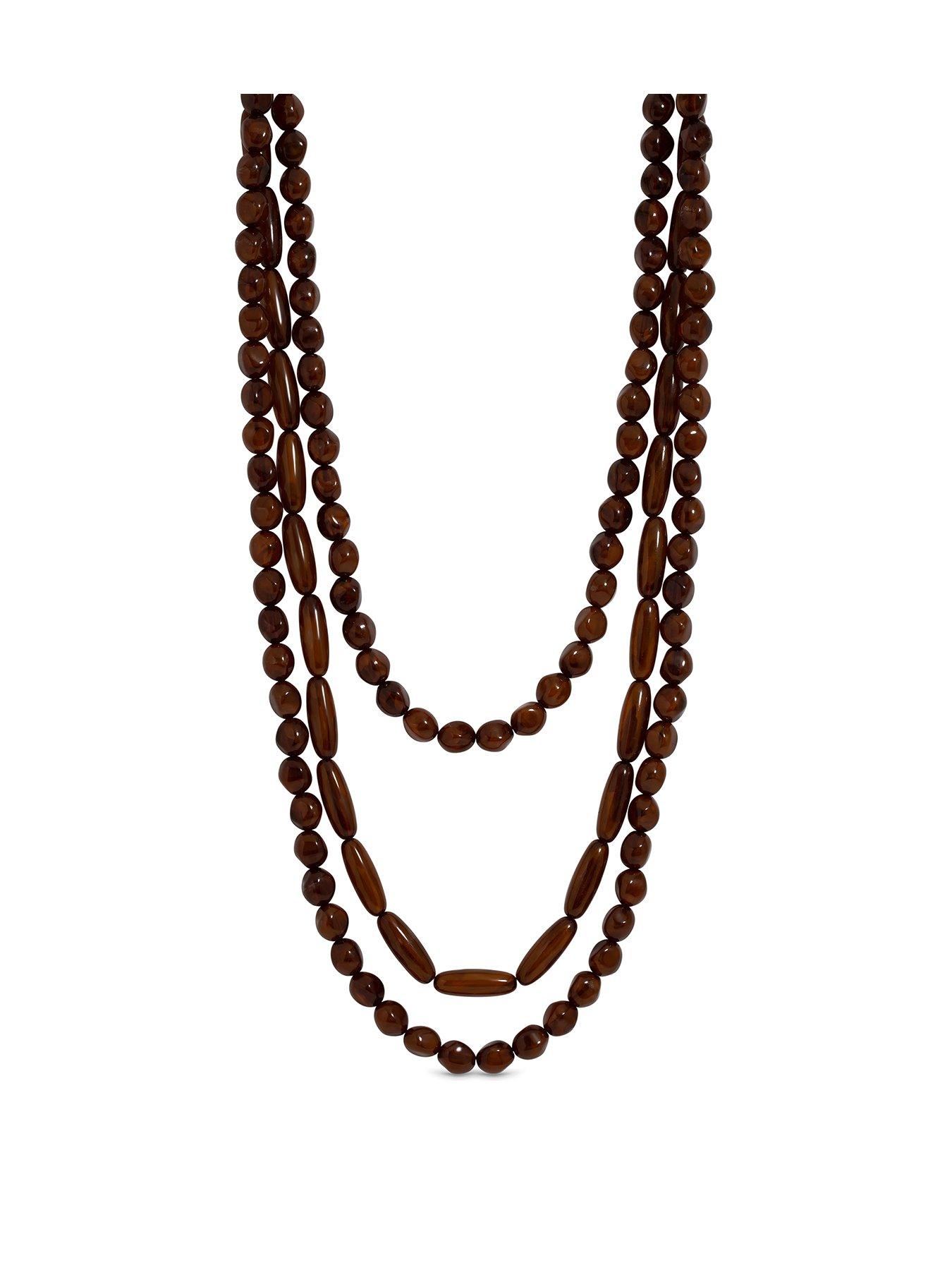 Mood Mood Brown Beaded Multirow Necklace