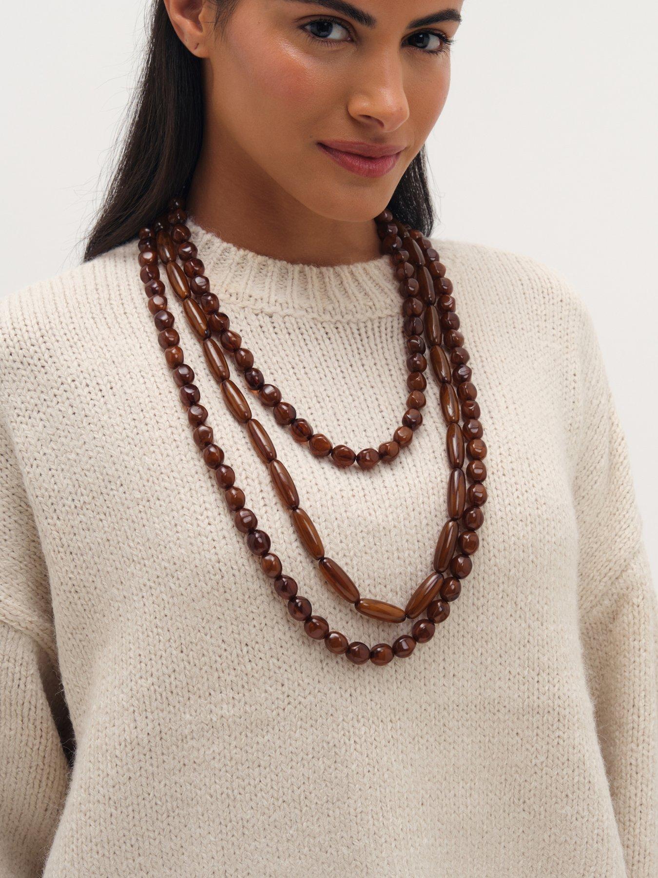 Image 2 of 3 of Mood Brown Beaded Multirow Necklace