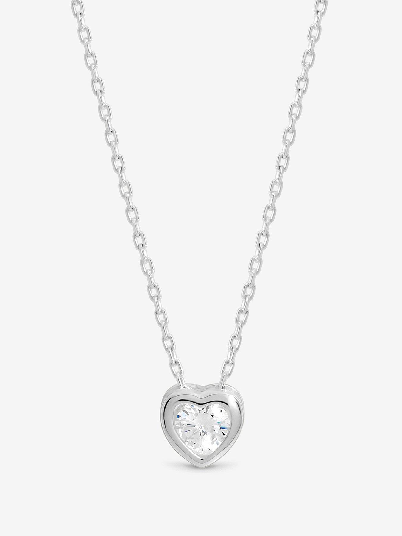 Image 1 of 3 of Jon Richard Simply Silver 925 Sterling Silver Bezel Heart Heart Necklace - Gift Pouch