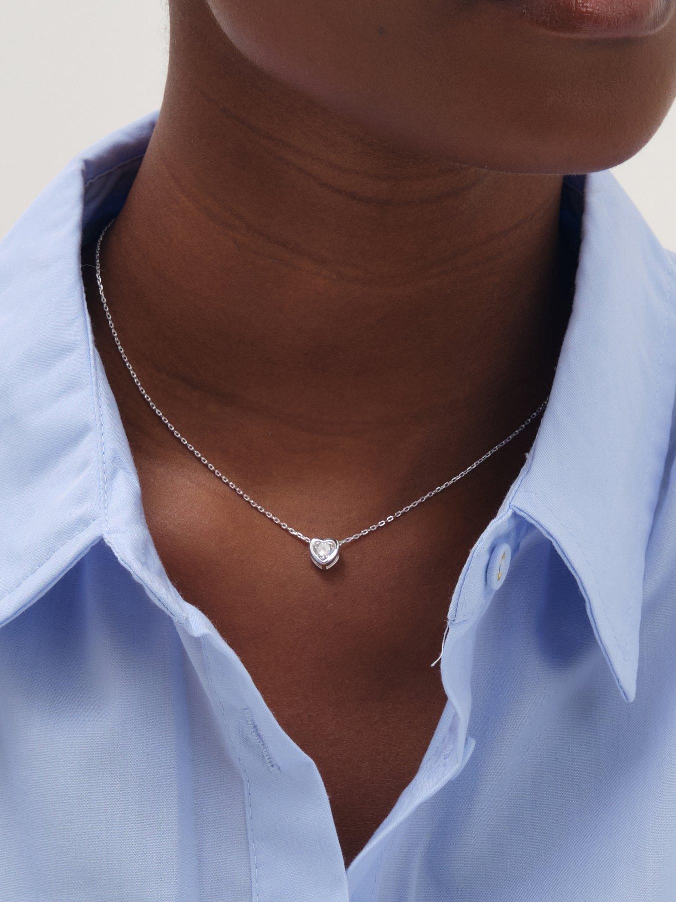 Image 2 of 3 of Jon Richard Simply Silver 925 Sterling Silver Bezel Heart Heart Necklace - Gift Pouch